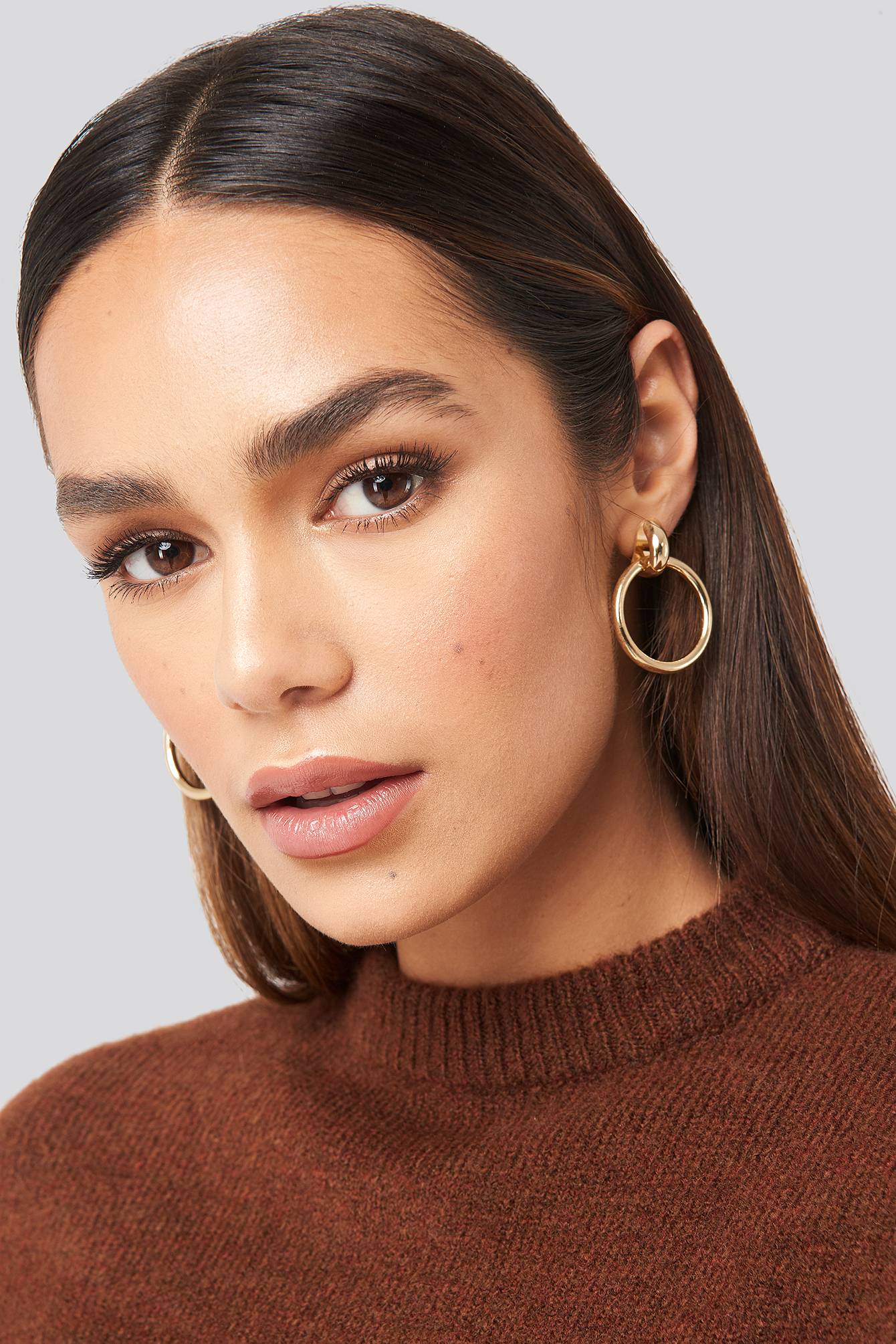 Connected Hoop Earrings Gold Na 1532