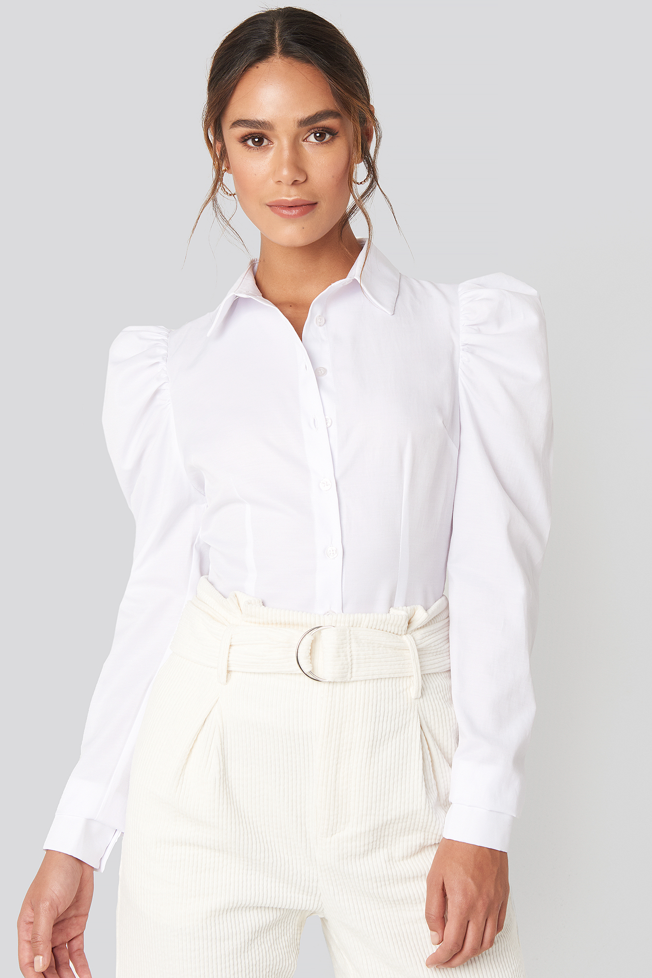 Puffy Shoulder Shirt White | na-kd.com