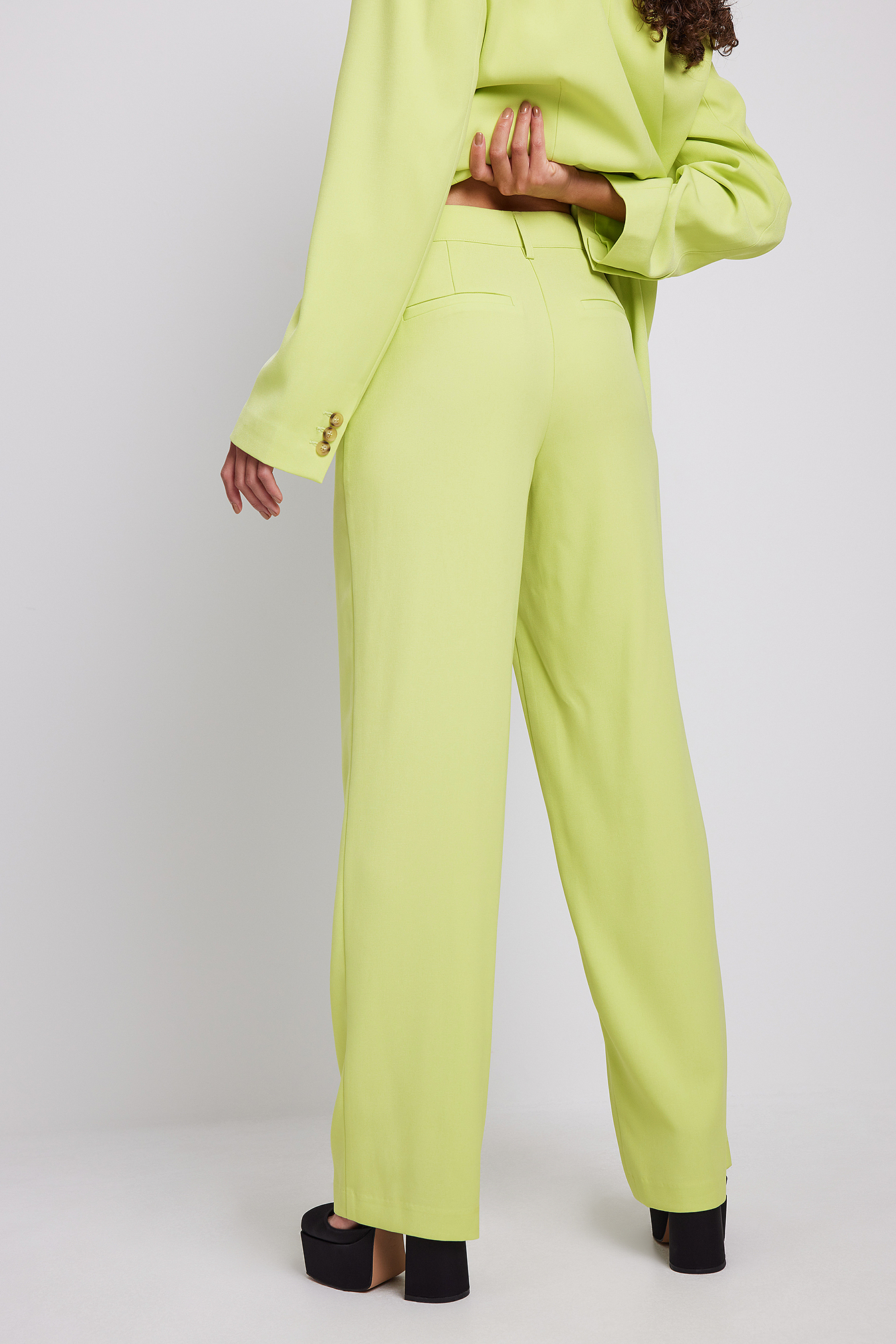 High Waist Wide Leg Suit Pants Green | na-kd.com