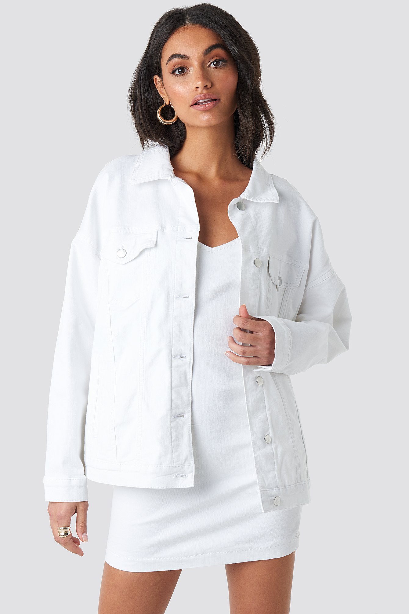 oversized white denim jacket