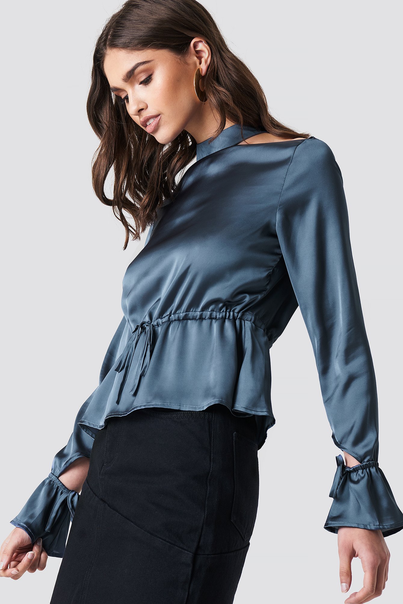 open satin blouse