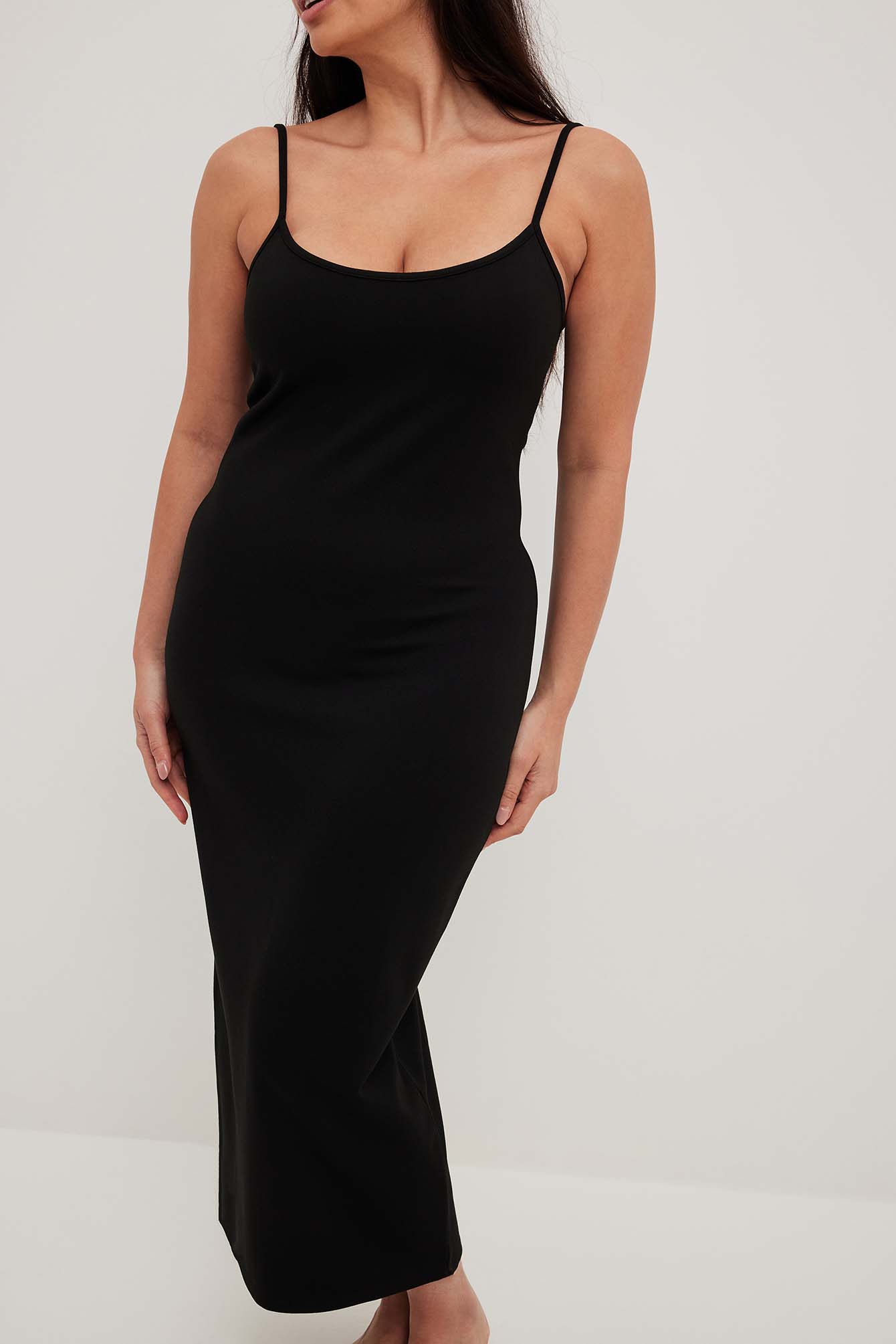 Jersey Slip Midi Dress Black | NA-KD