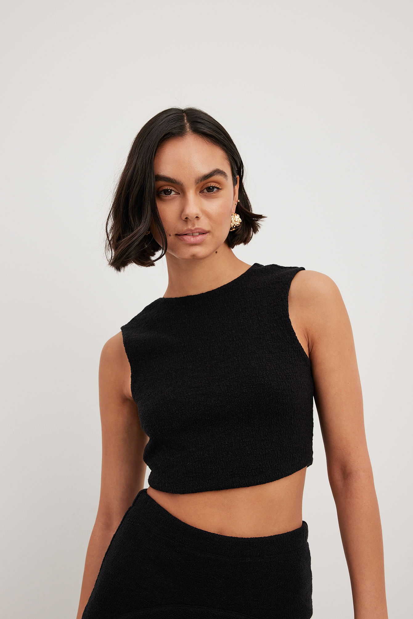 NA-KD x Lillie Grace ribbed top in black