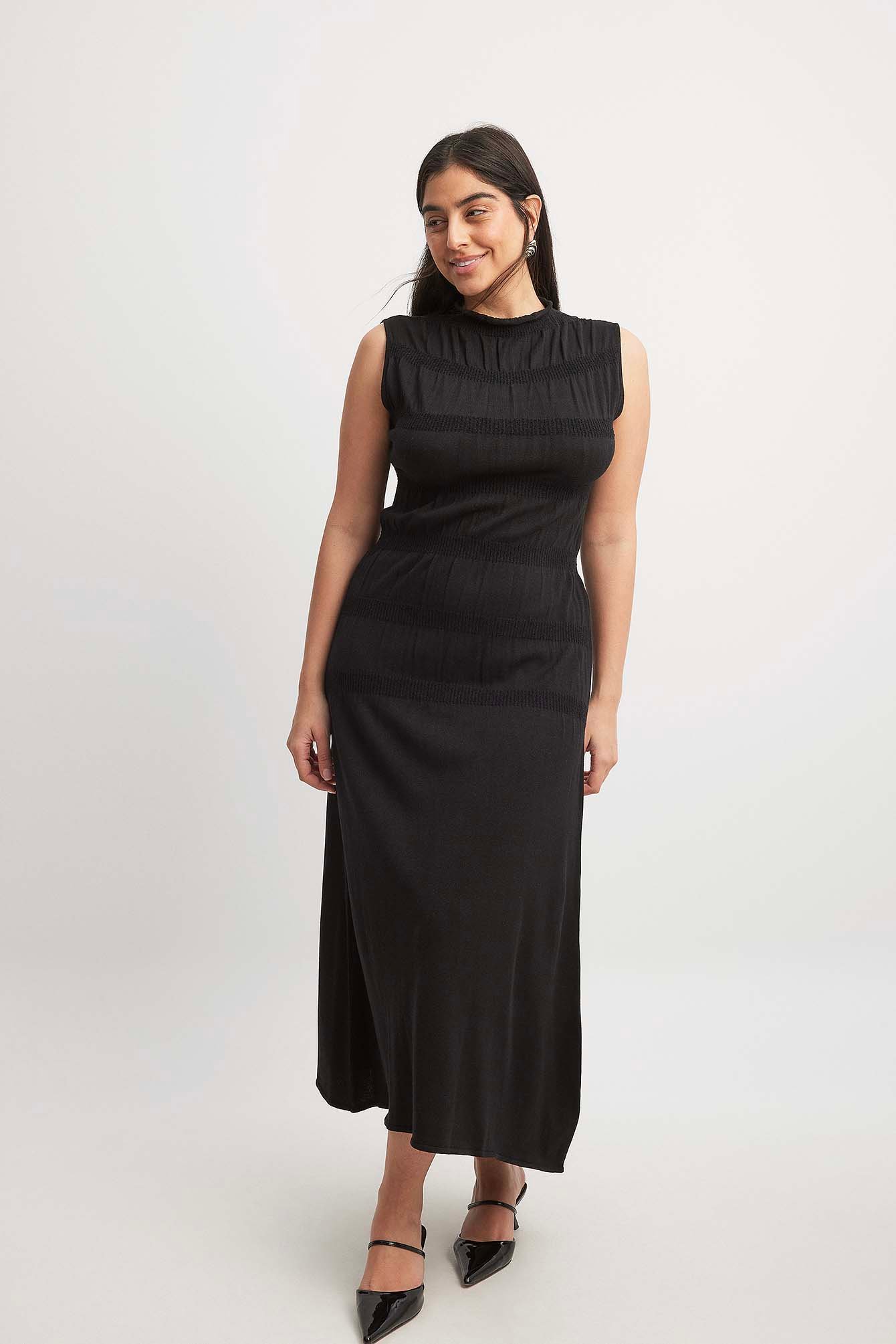 NA-KD Gestricktes Midi-Kleid - Black