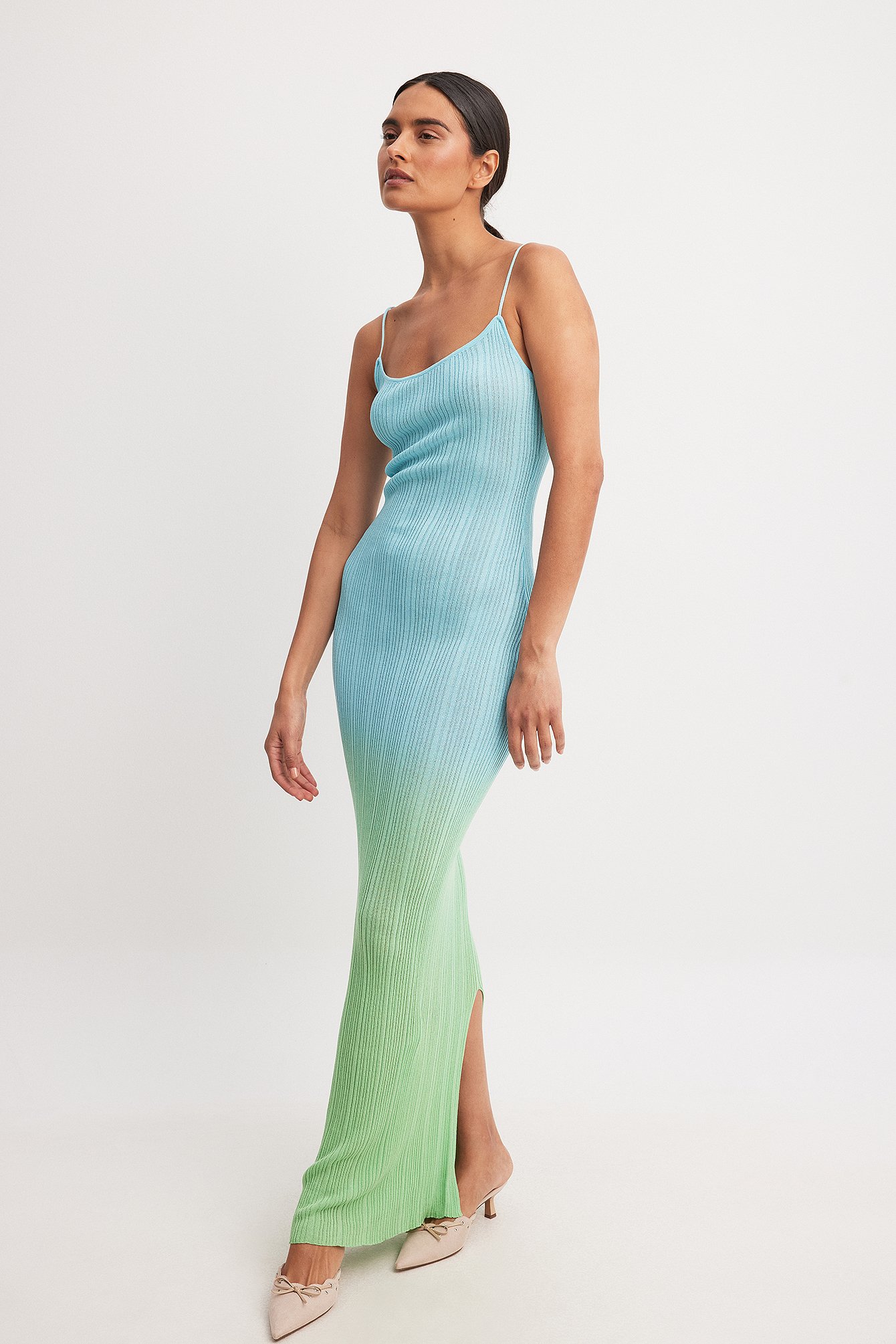 Ombré-Maxi-Strickkleid - Multicolor