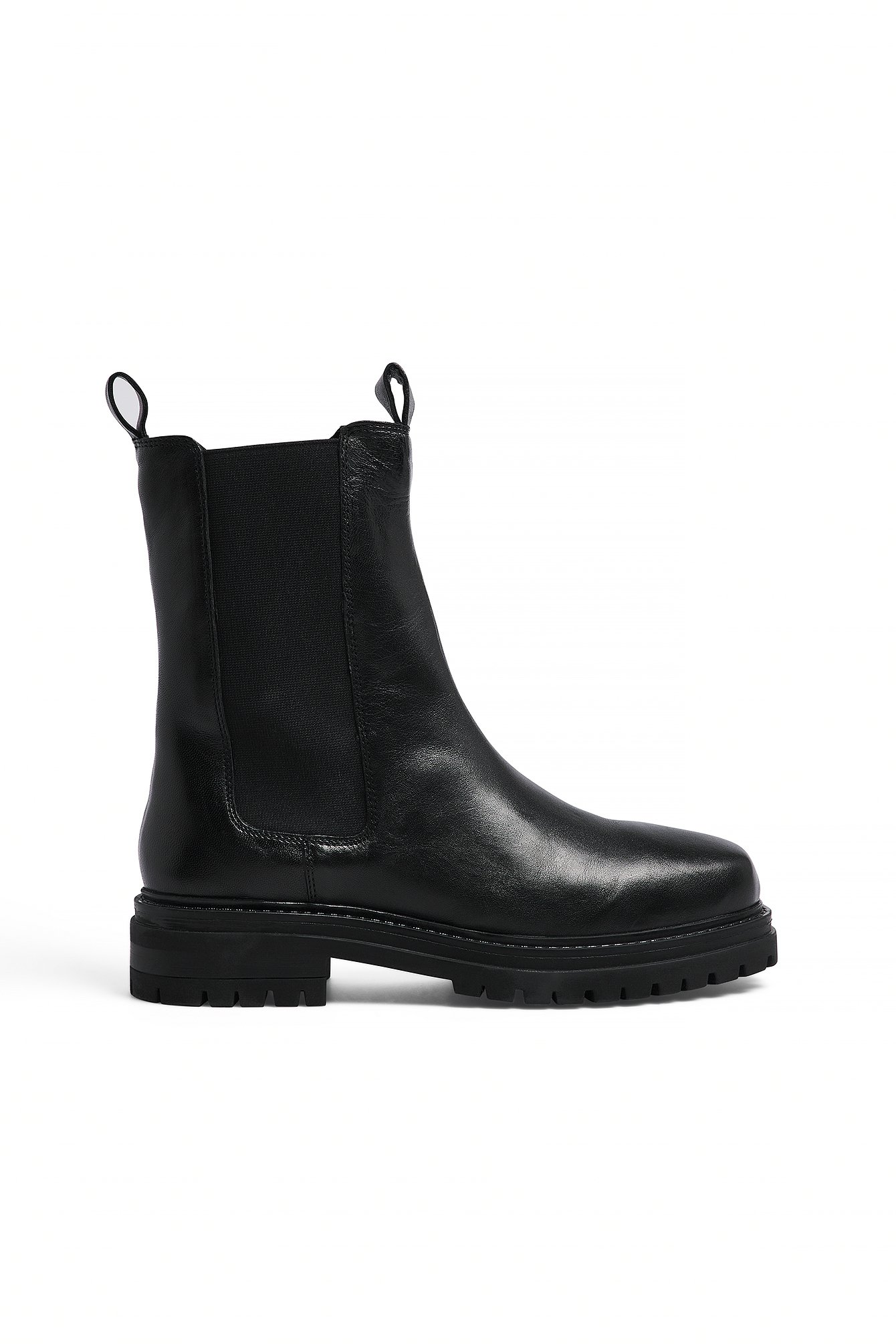 NA-KD Botas de piel con suela plana - Cuero auténtico - Black - EU 41 - NA-KD / NAKD