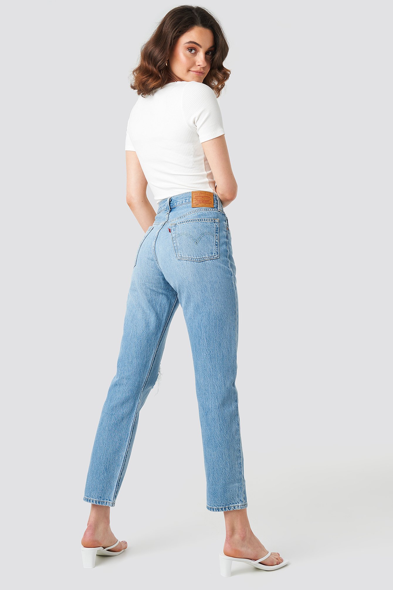 levis 501 crop jeans blue