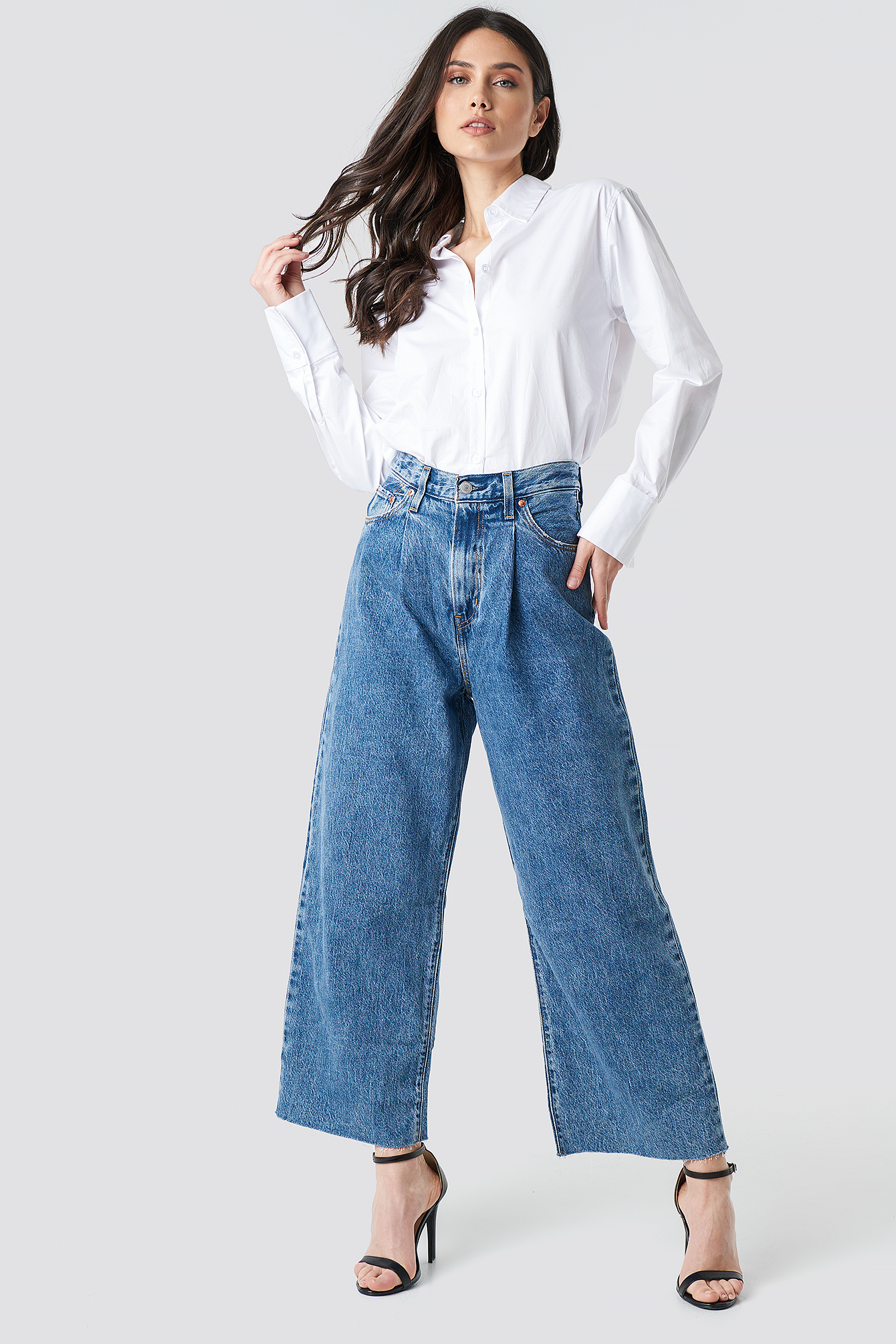 levi's ribcage pleated crop