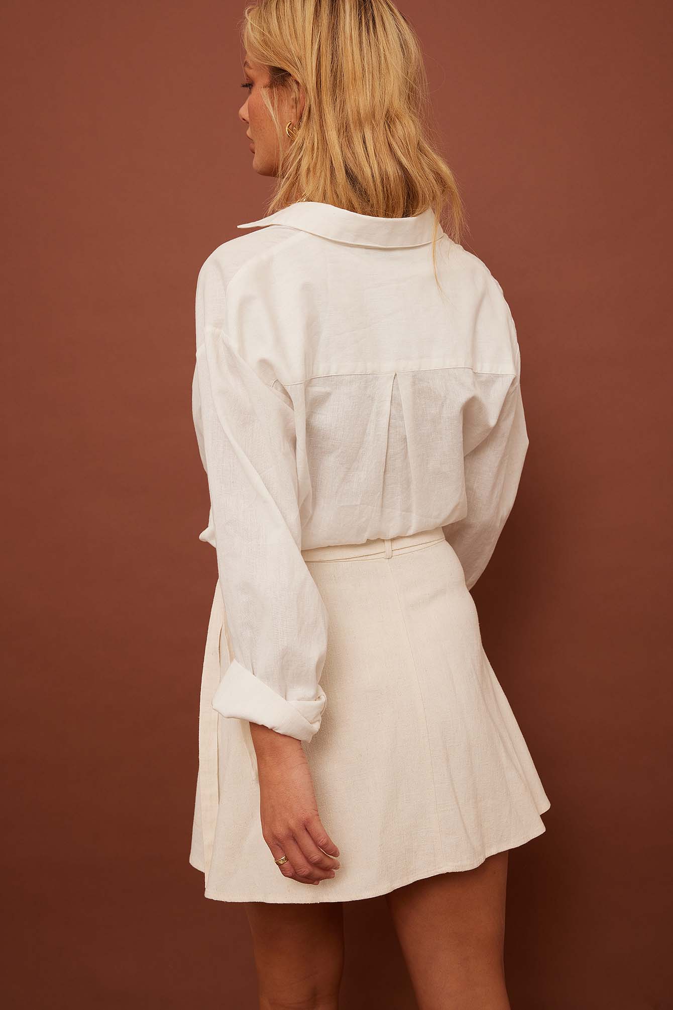 Linen Blend Mini Wrap Skirt