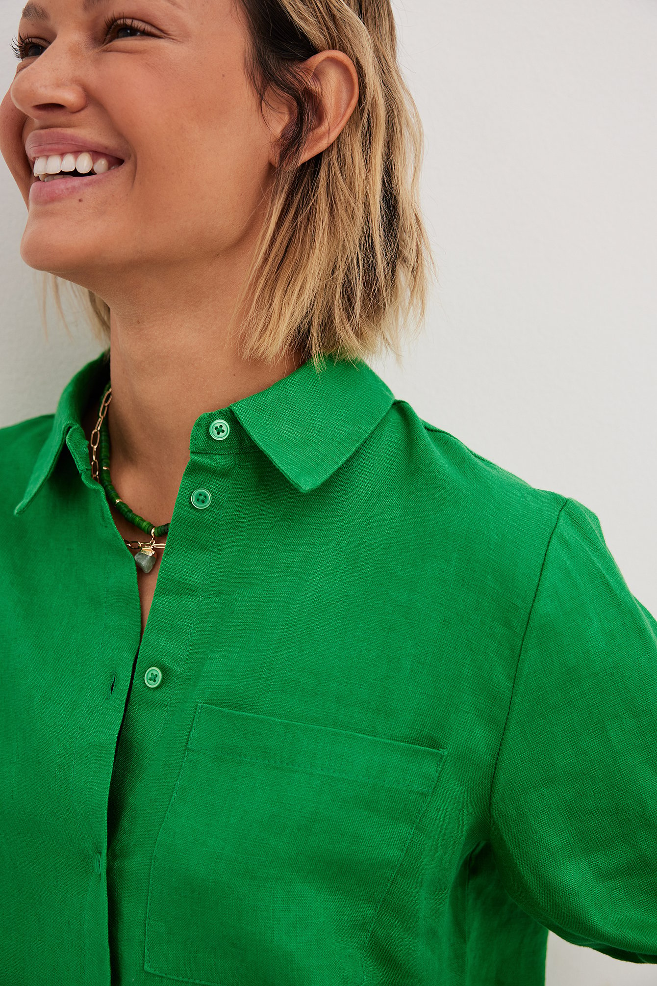 Linen Shirt Green | NA-KD