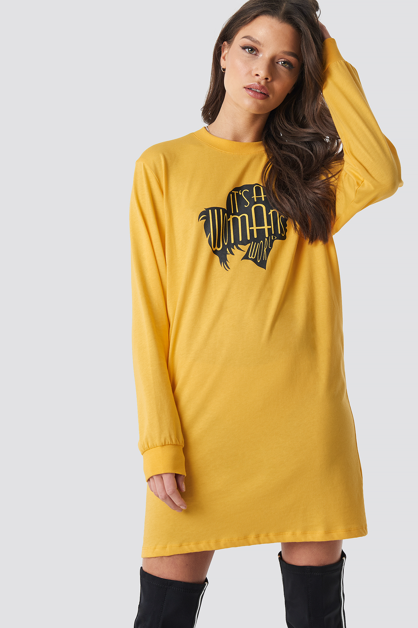 yellow oversized shirt dress