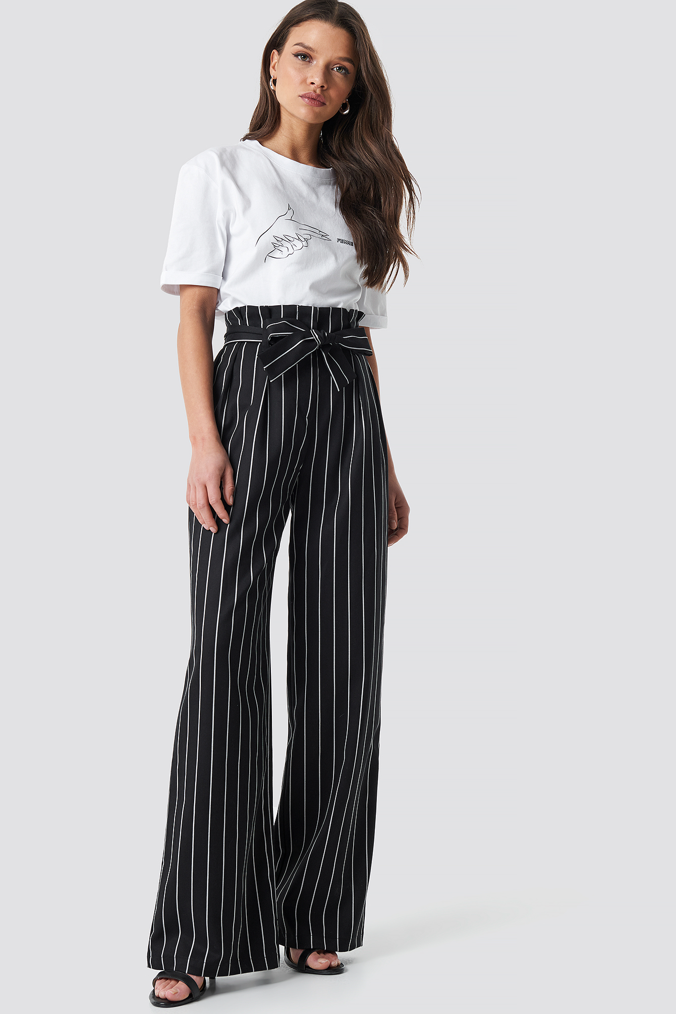 black striped flared trousers