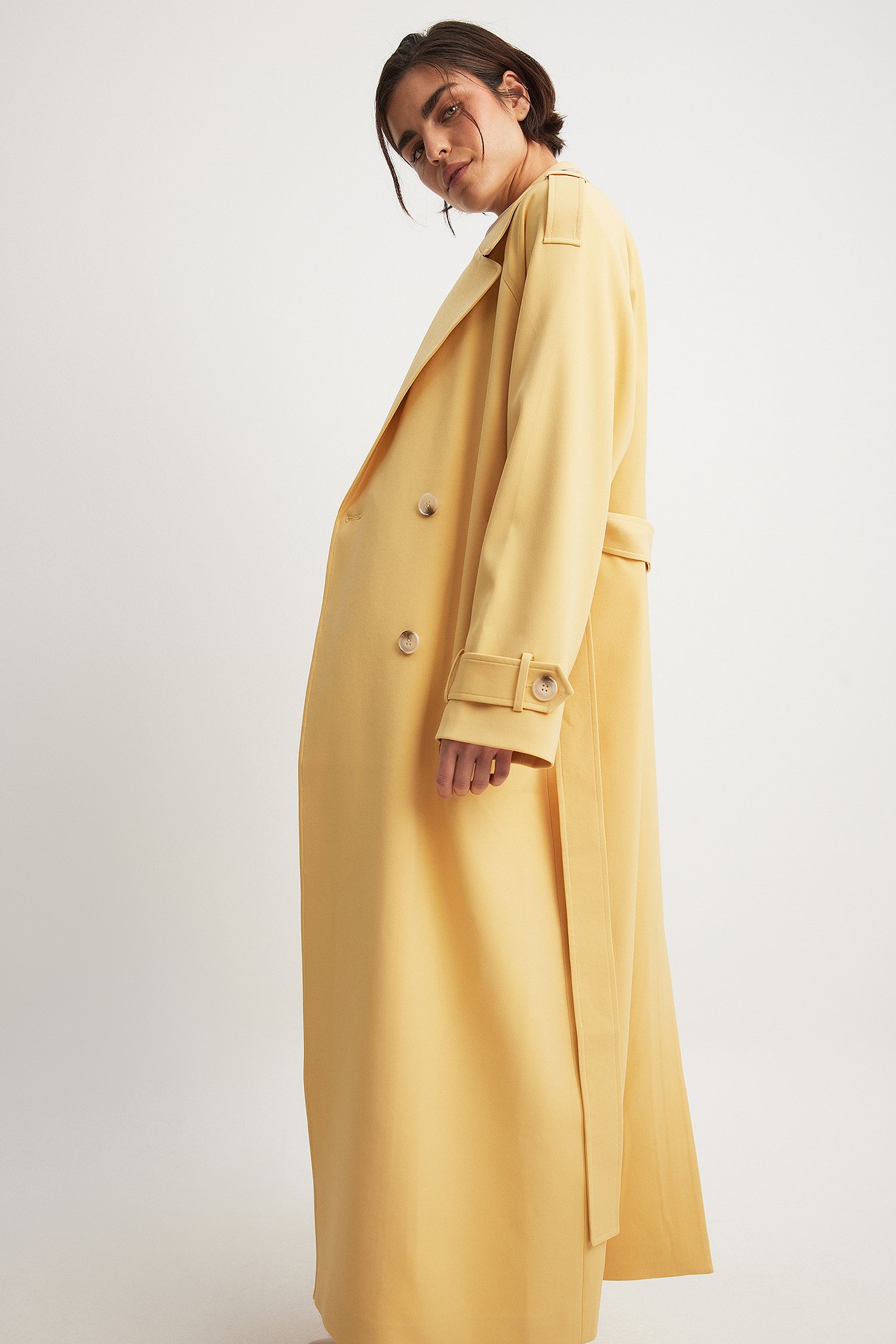 Shop Na-kd Langer Trenchcoat In Yellow