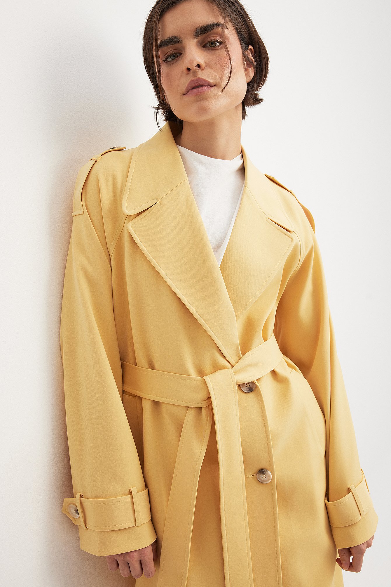 Shop Na-kd Langer Trenchcoat In Yellow