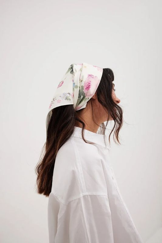 Chiffon Bandana Handkerchief Scarf-3 Piece Set Floral Hair Bandana Triangle Head  Scarf With