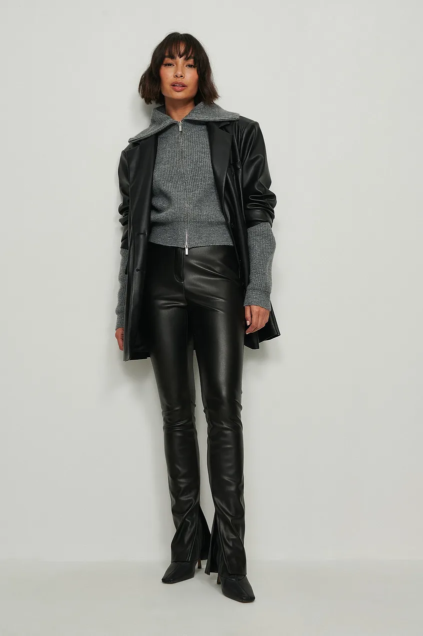 Schwarze Lederleggings kombinieren – 19 Winter Damen Outfits 2024