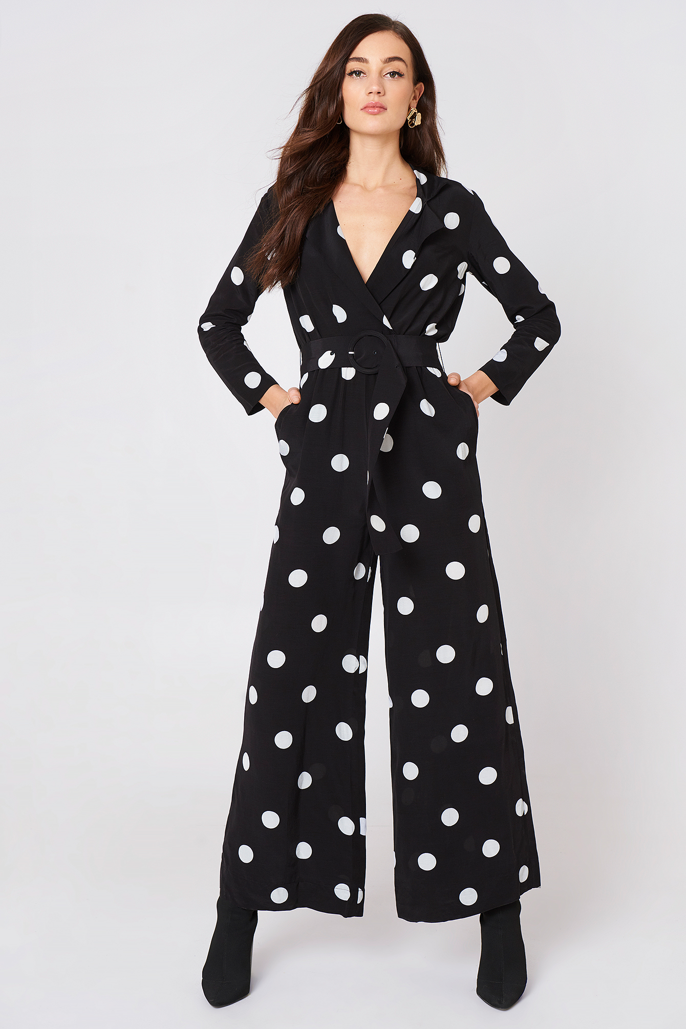 black polka dot jumpsuit