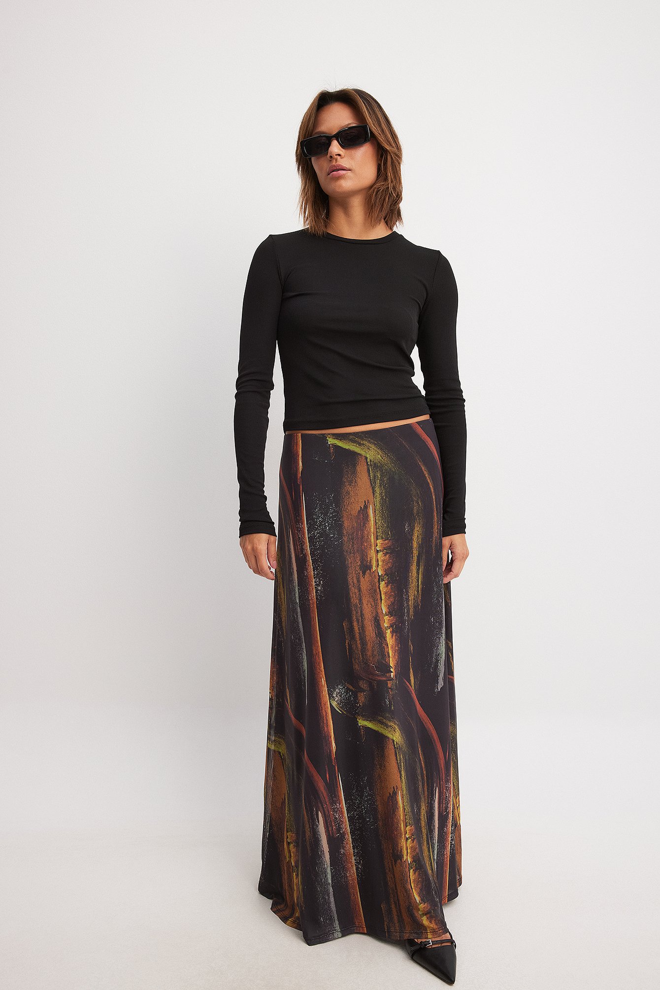 Mesh Flowy Maxi Skirt Multicolor | NA-KD