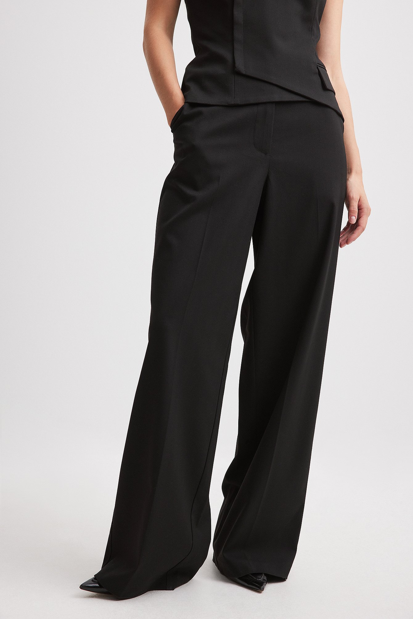 Mid Waist Suit Trousers Black