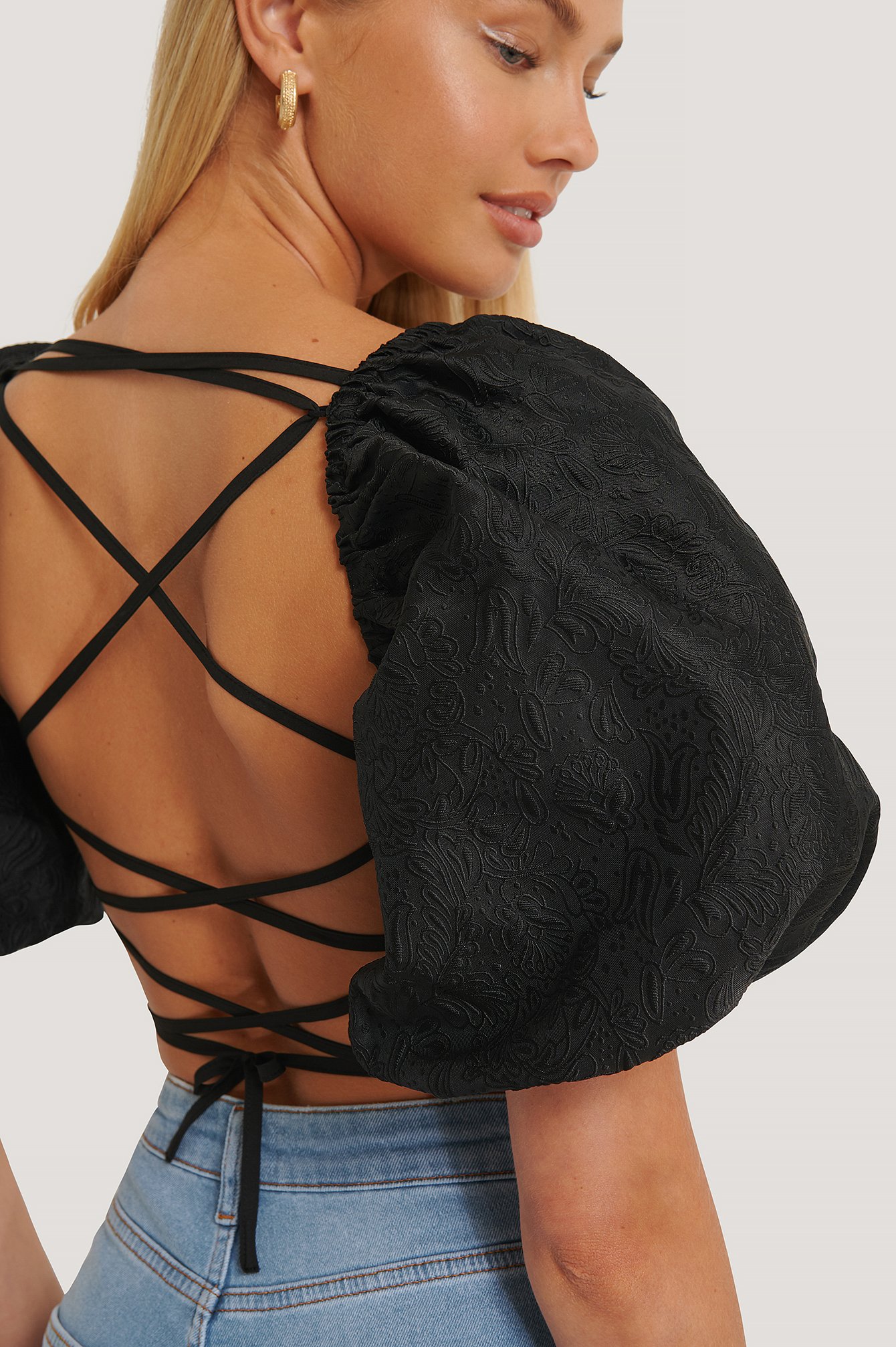 Backless puff sleeve top sale