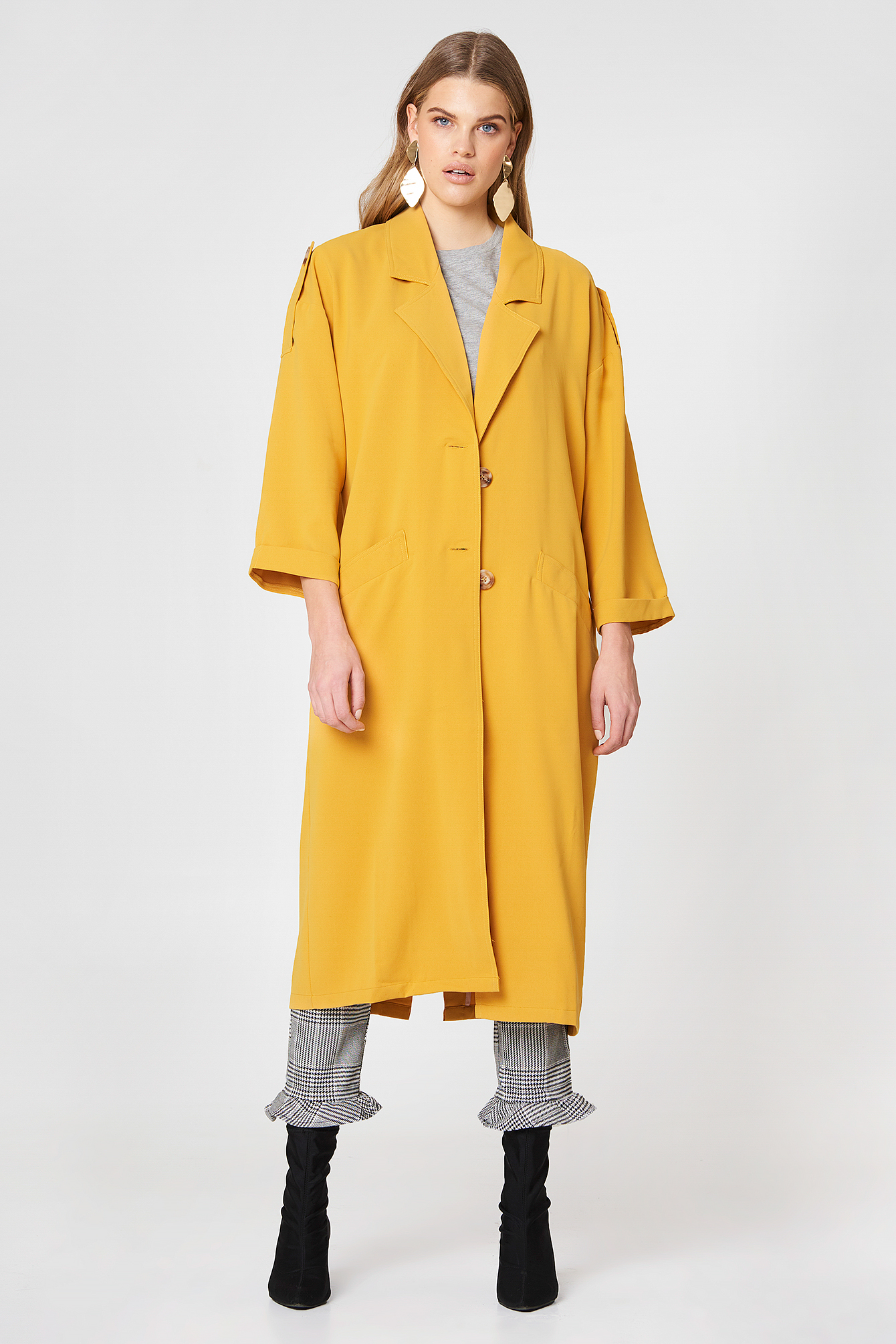 Relaxed Long Blazer Yellow | NA-KD