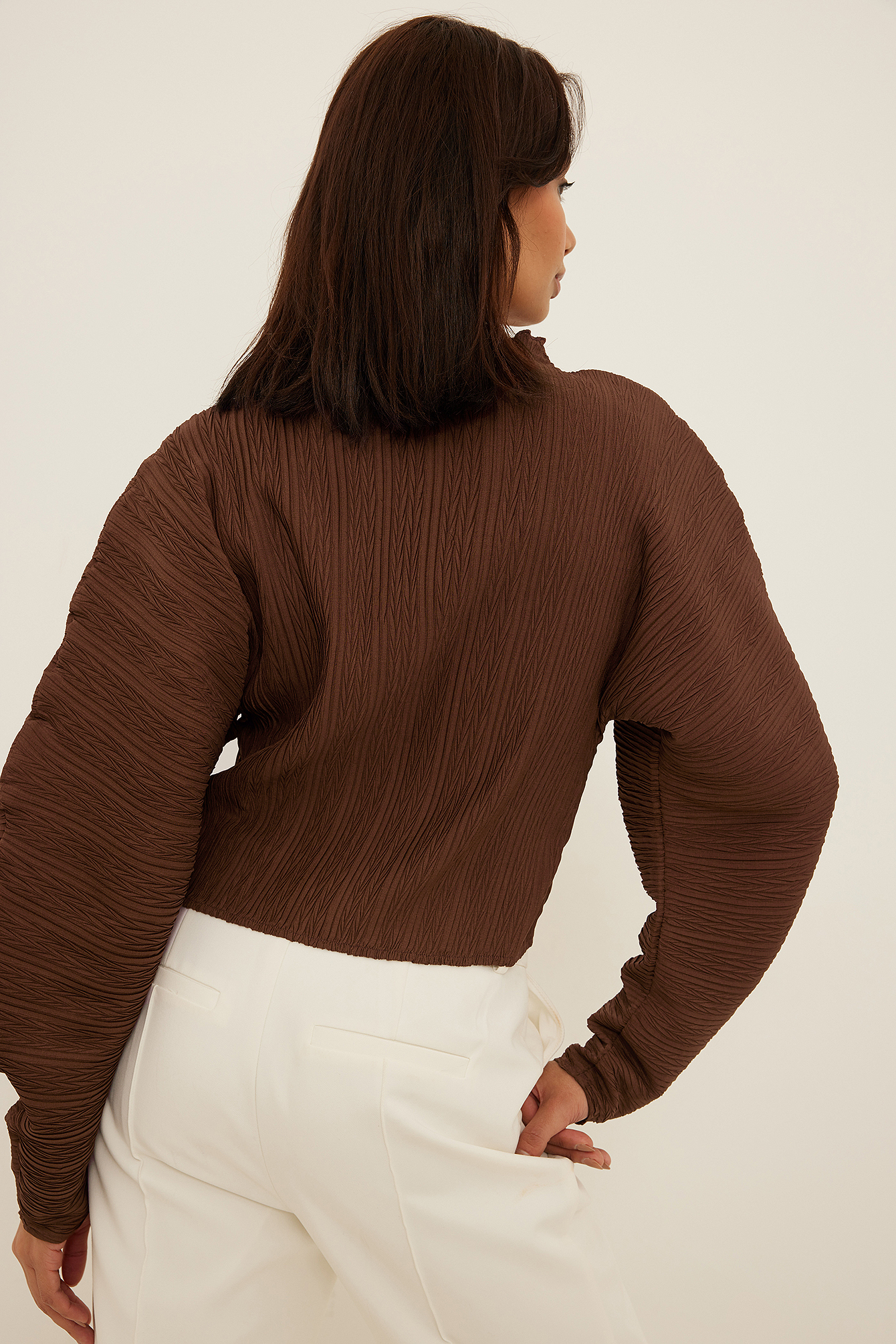 Pleated Volume Blouse Brown | NA-KD