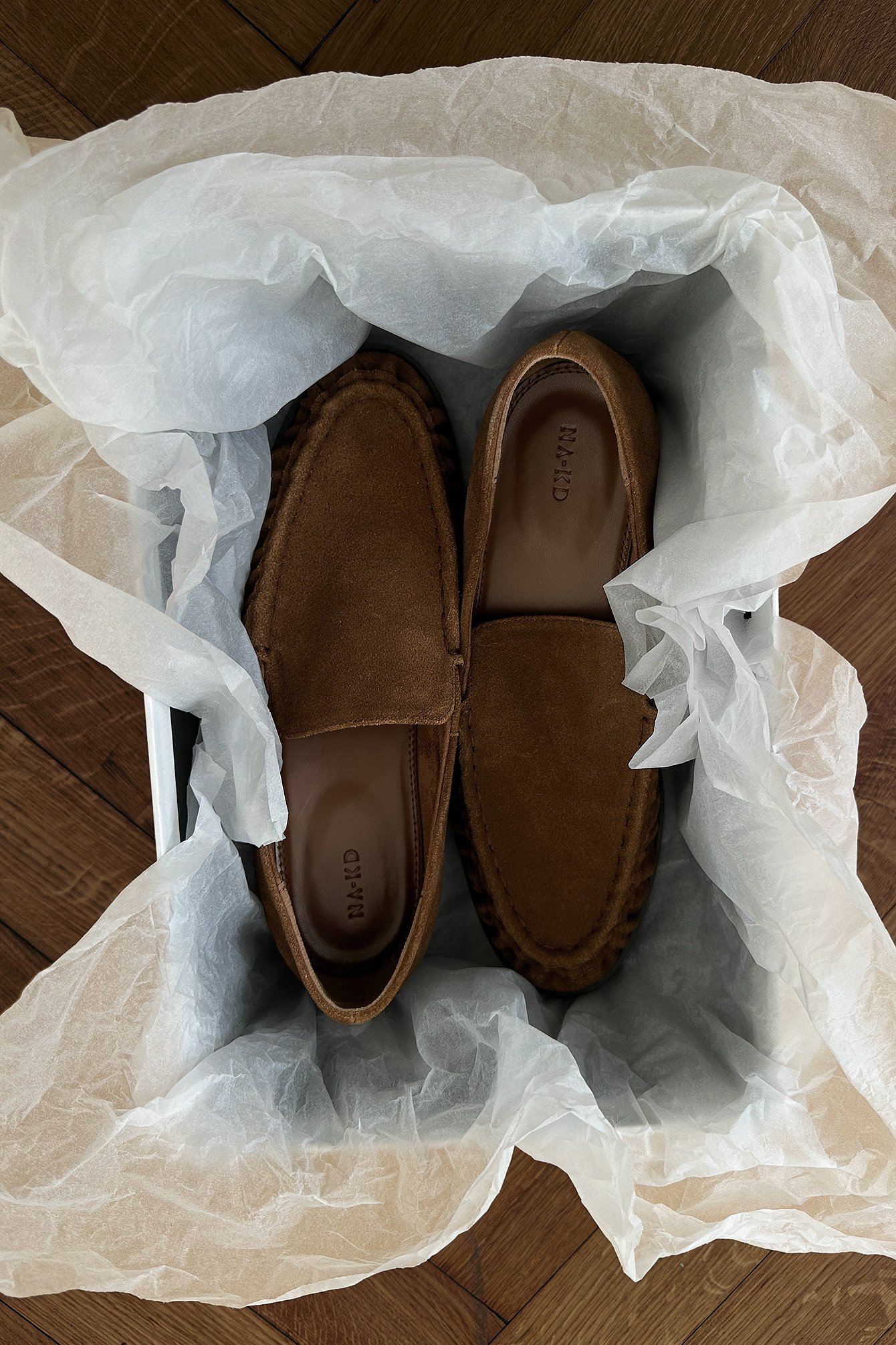 NA-KD Gathered Detail Suede Loafers - Flats - Brown - EU 40 - NA-KD / NAKD