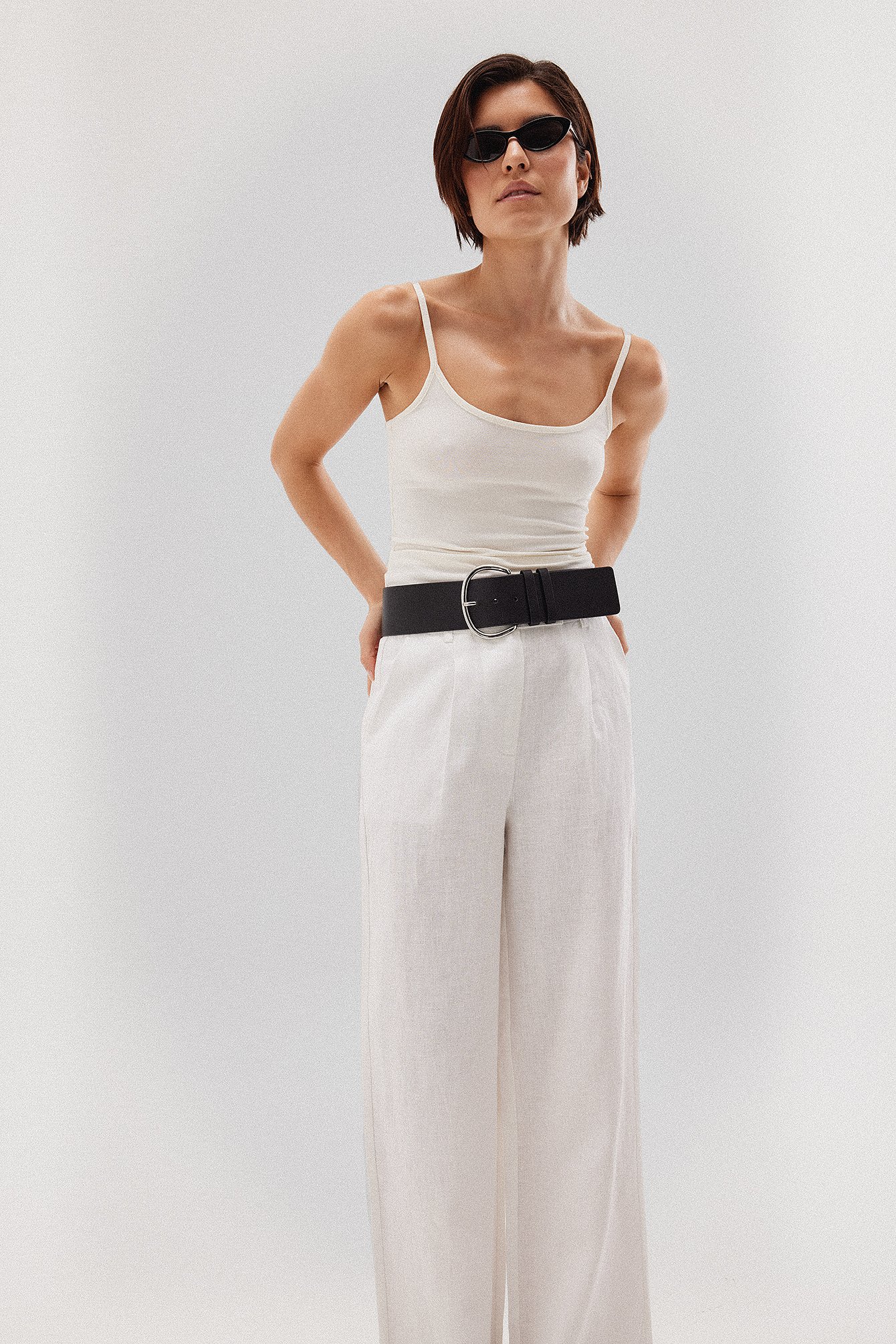 Linen Wide Leg Pants White | NA-KD