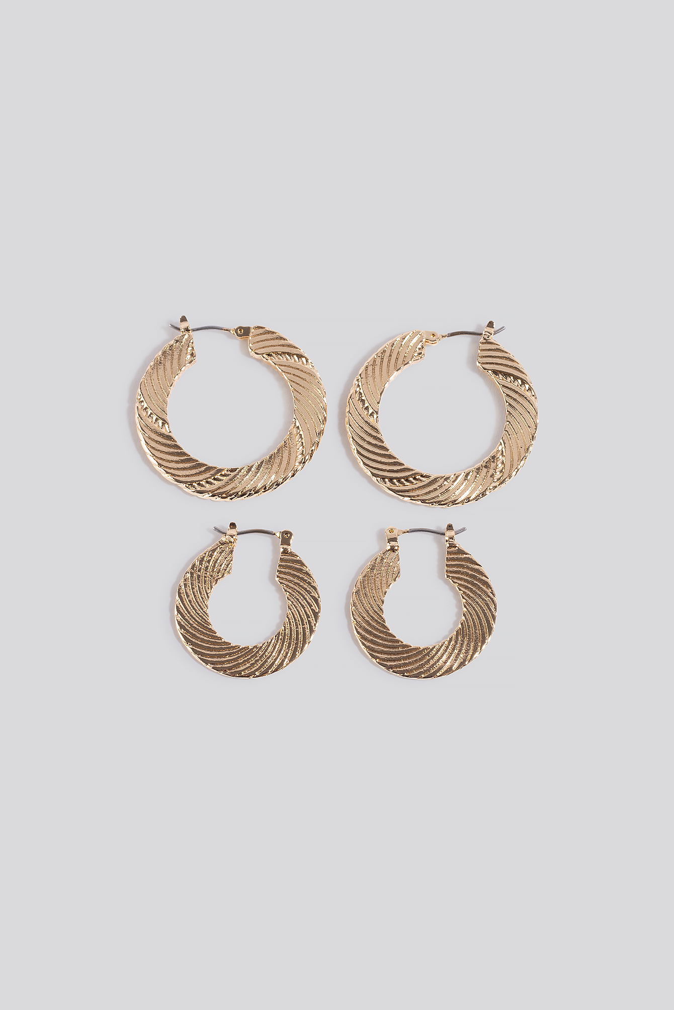 2 Pack Structured Hoop Earrings Złoty Na Kd 5299