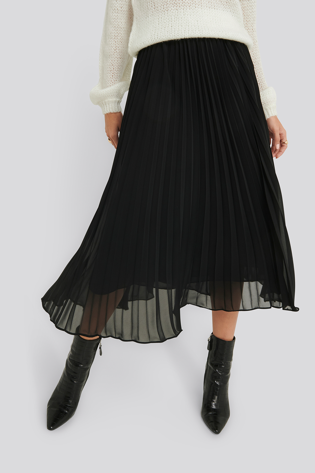 Ankle Length Pleated Skirt Black | na-kd.com