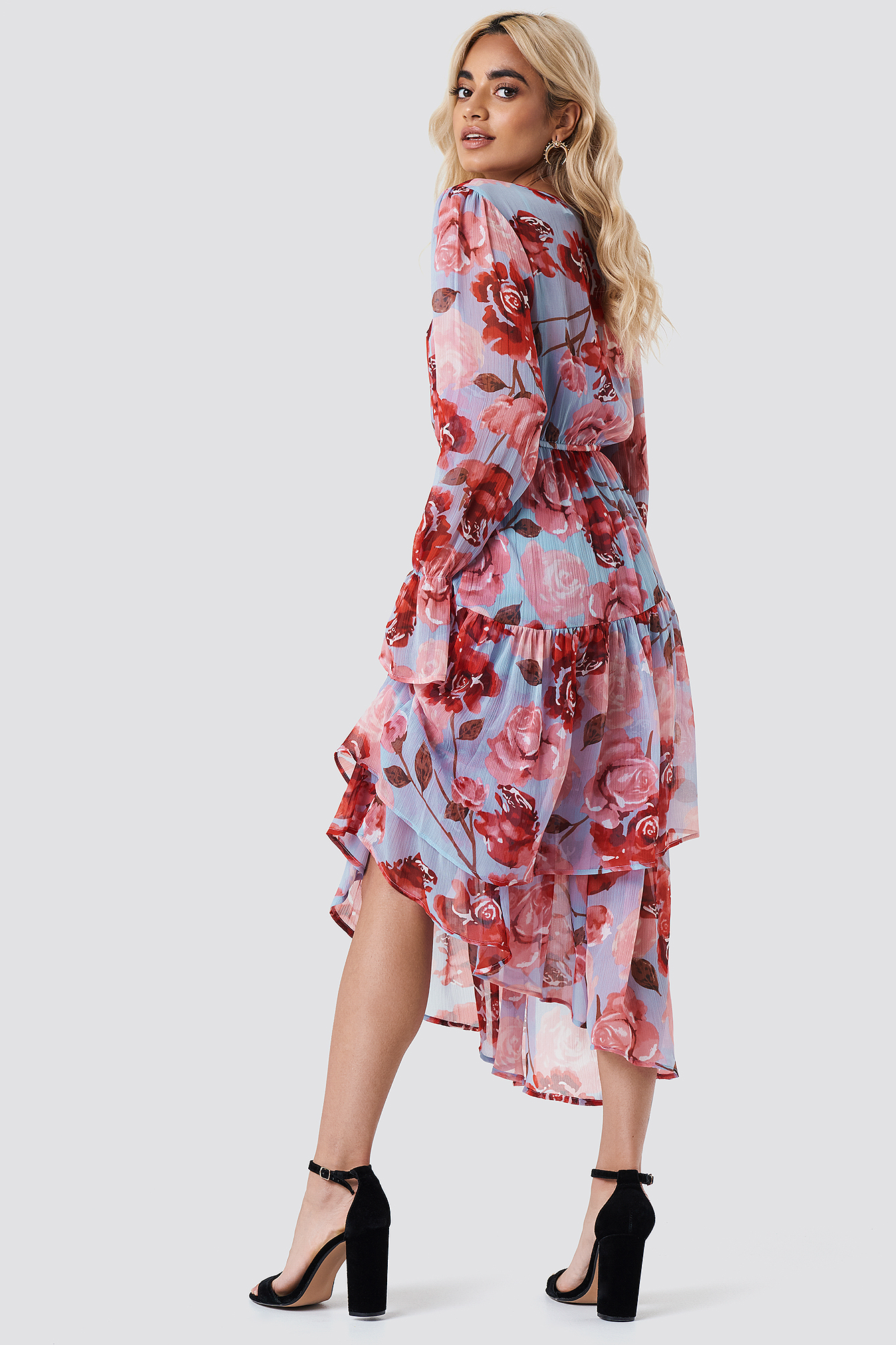 chiffon frill dress