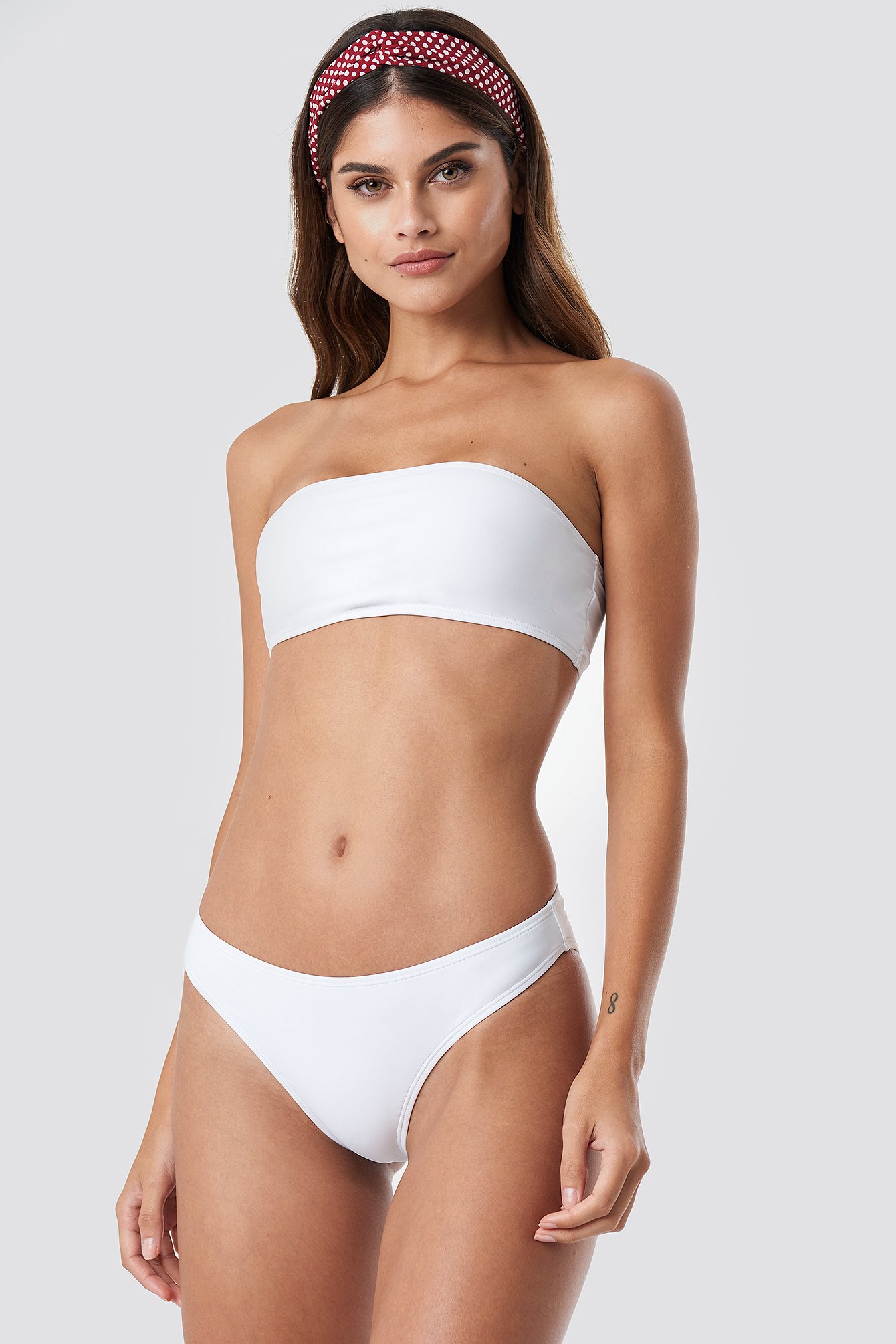 white bandeau bathing suit top