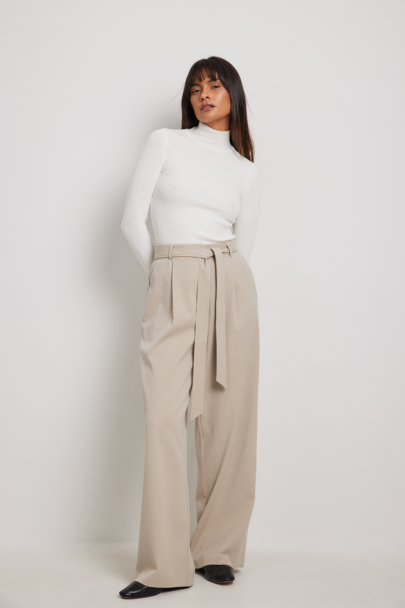 Navy Belted Sortino Pants in Pure Cotton