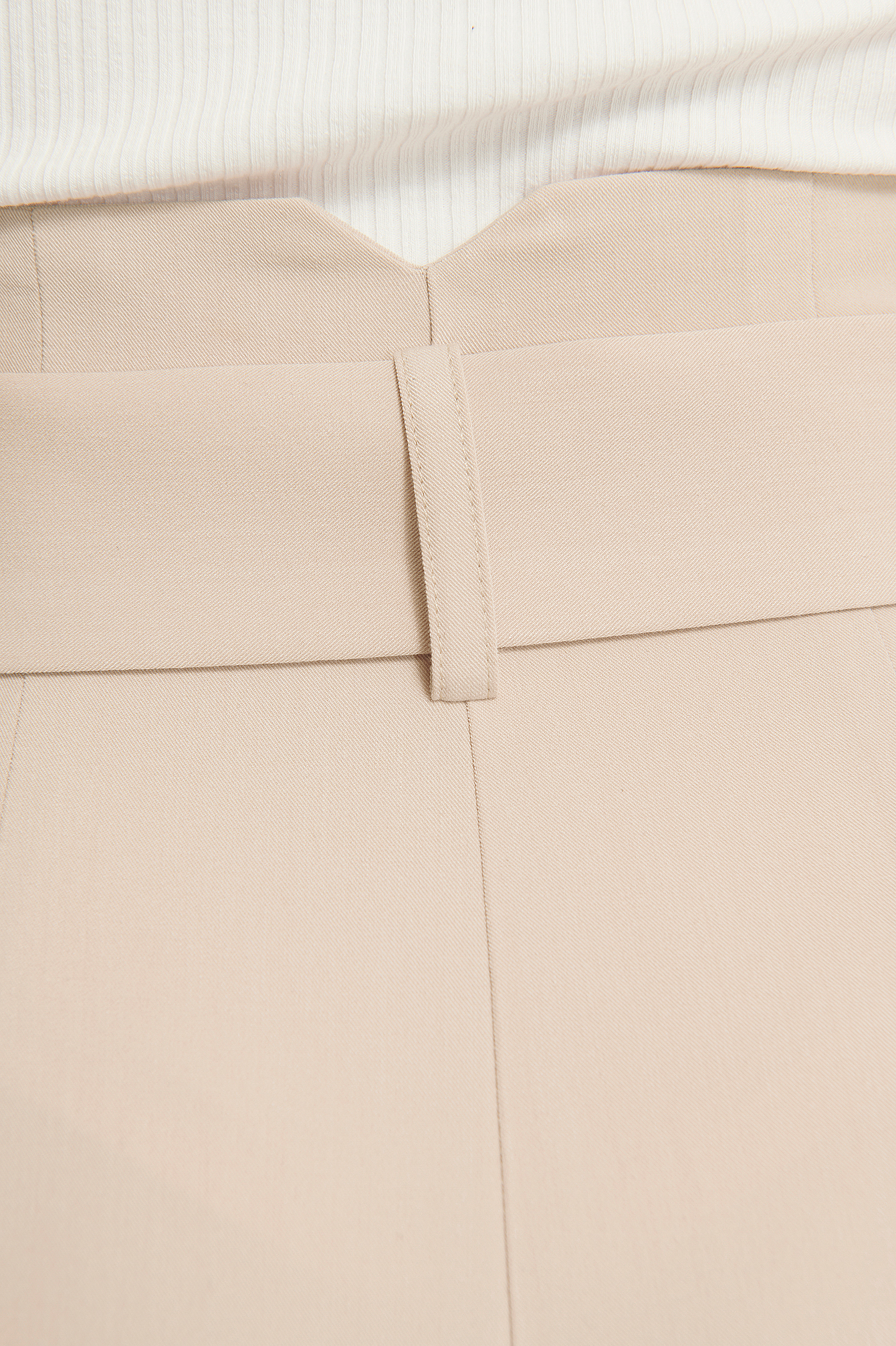 Belted Straight Leg Suit Pants Beige Na