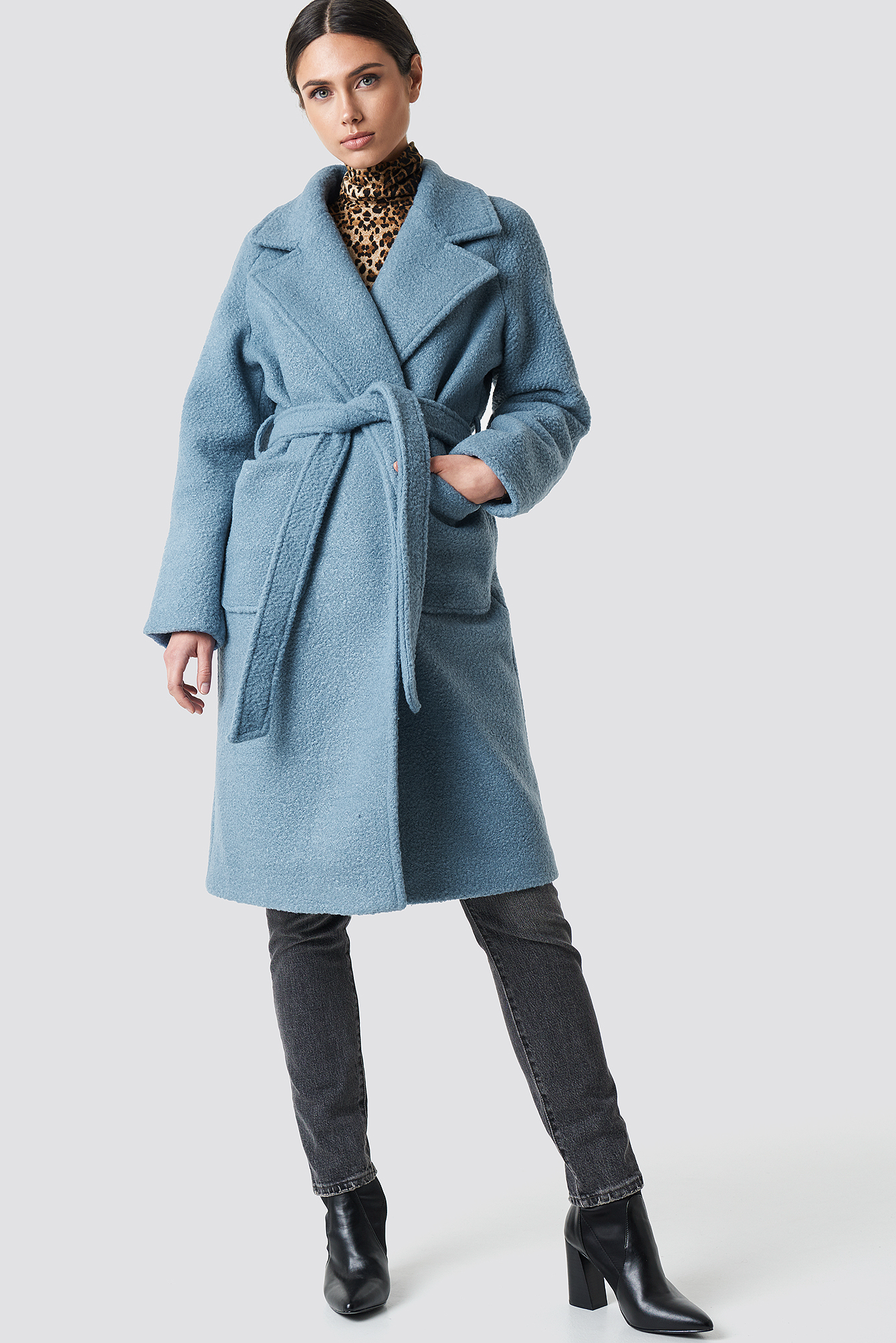 big faux fur collar coat