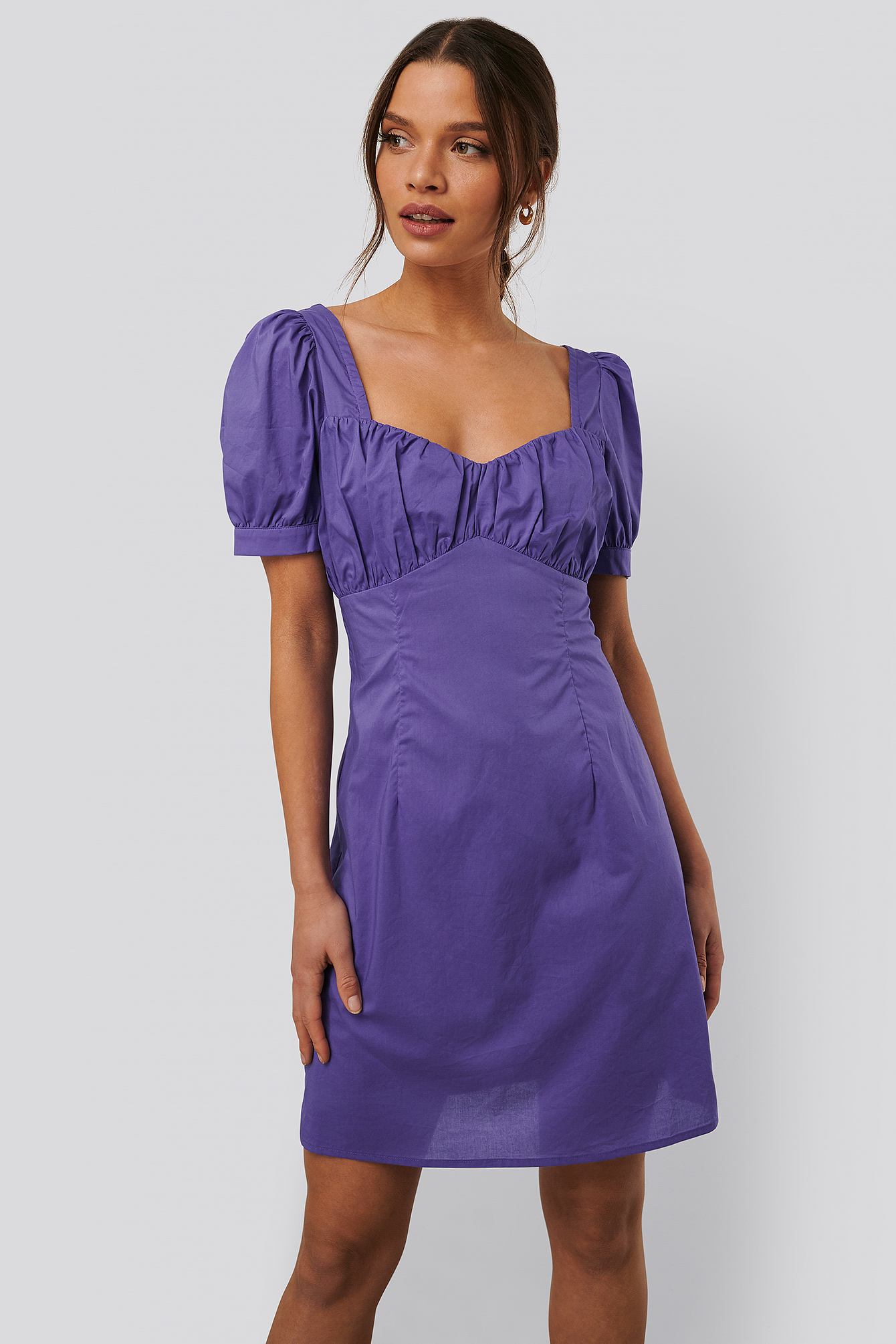 Bust Puff Sleeve Mini Dress Purple | na-kd.com