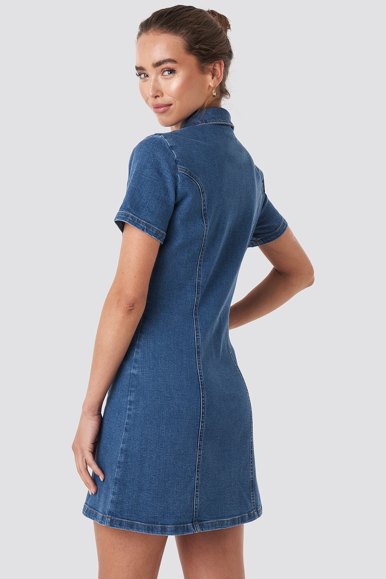 Button up hot sale denim mini dress