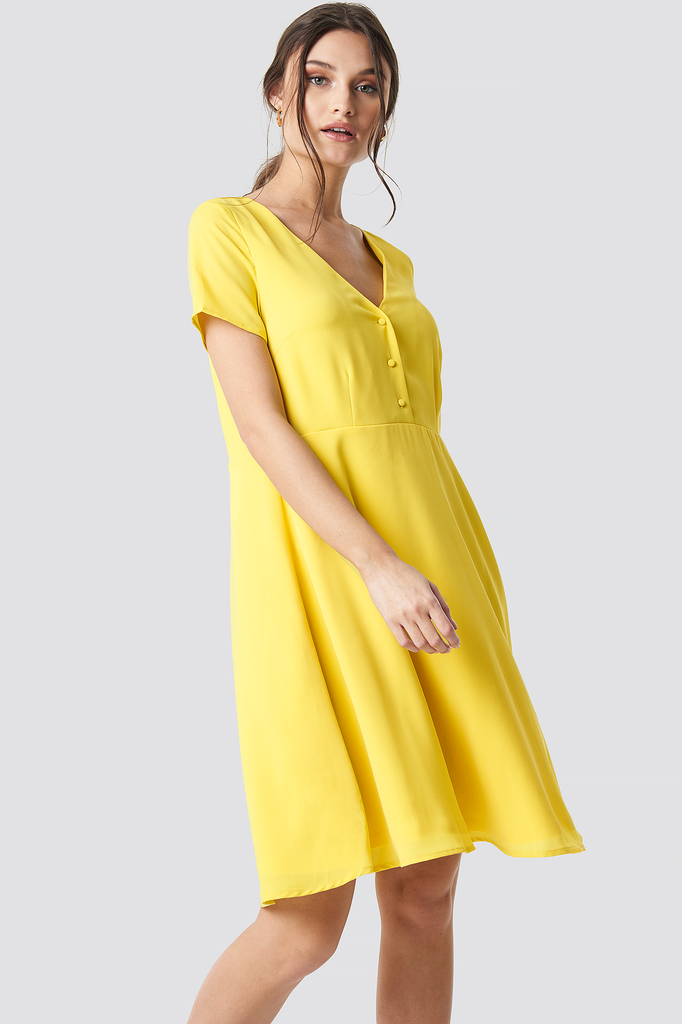 button up yellow dress