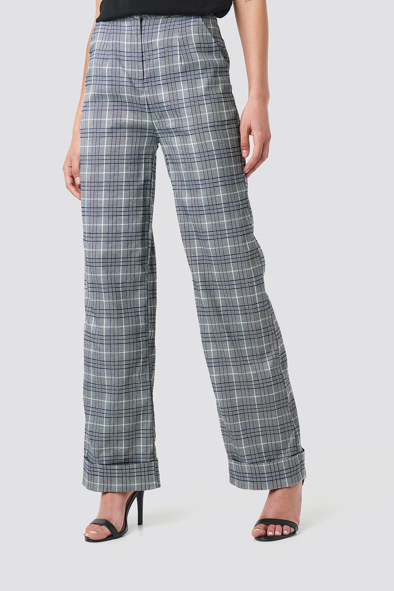 Checkered Tapered Pants Grey | na-kd.com