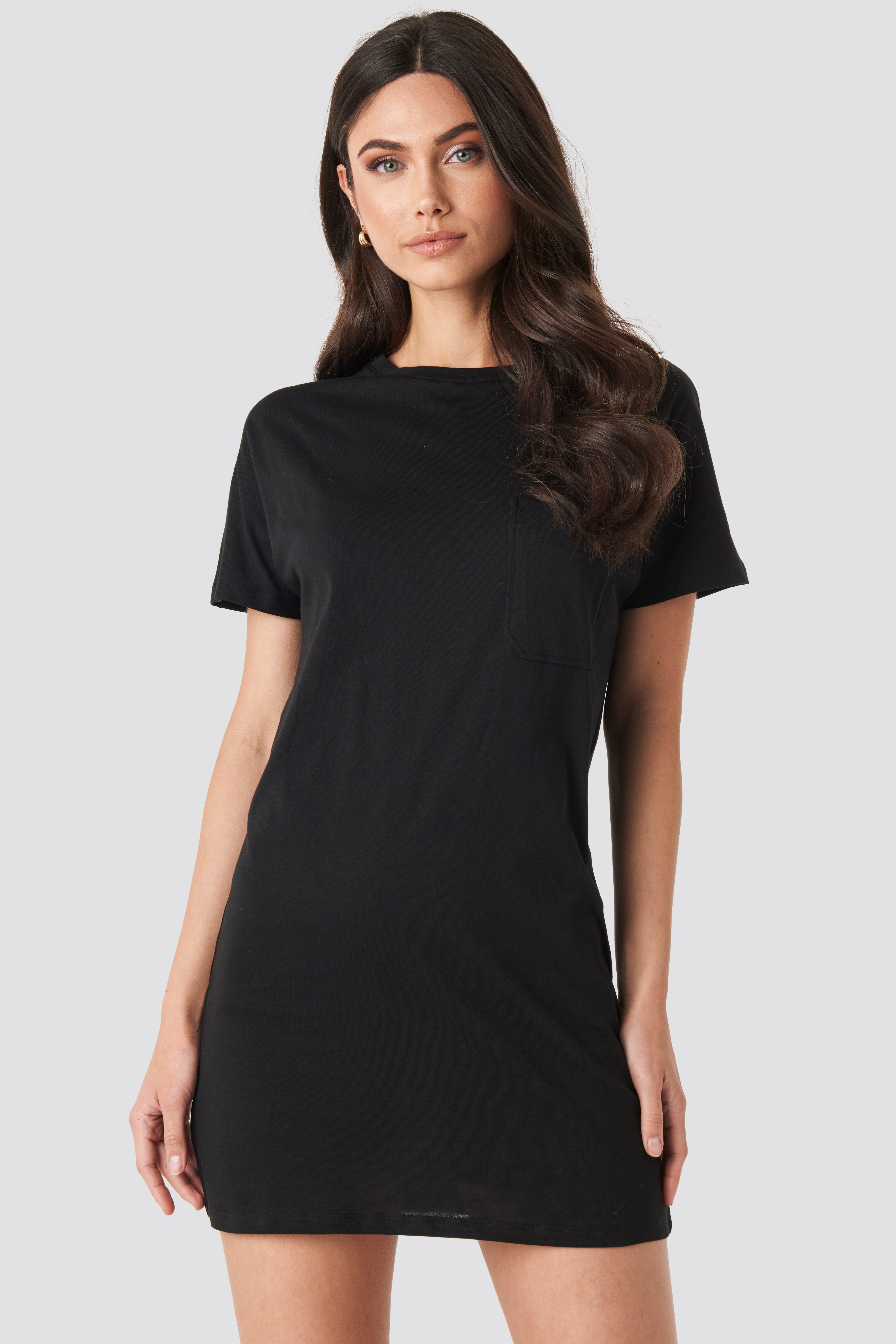 black shirt dress with pockets