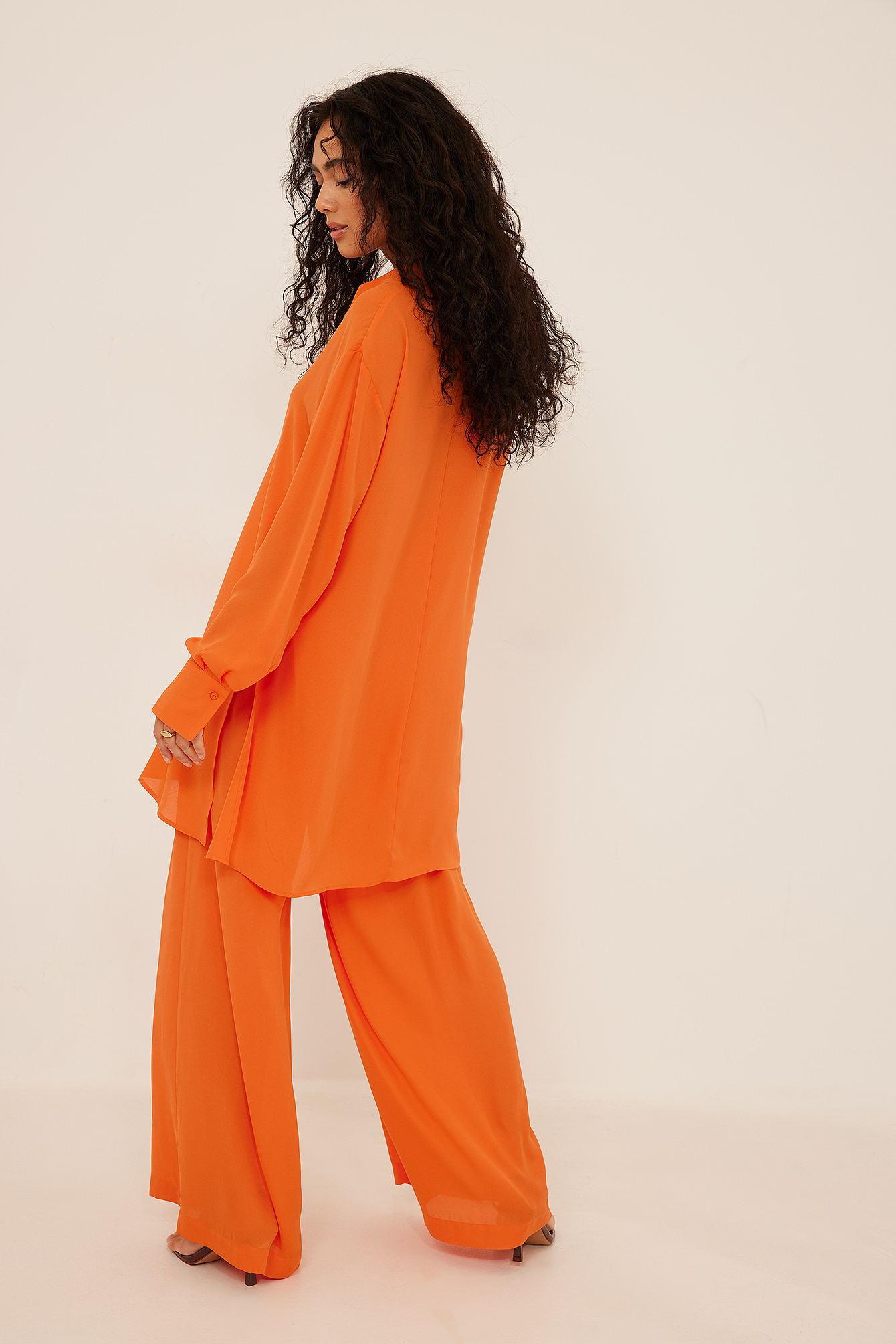 Orange chiffon sale shirt