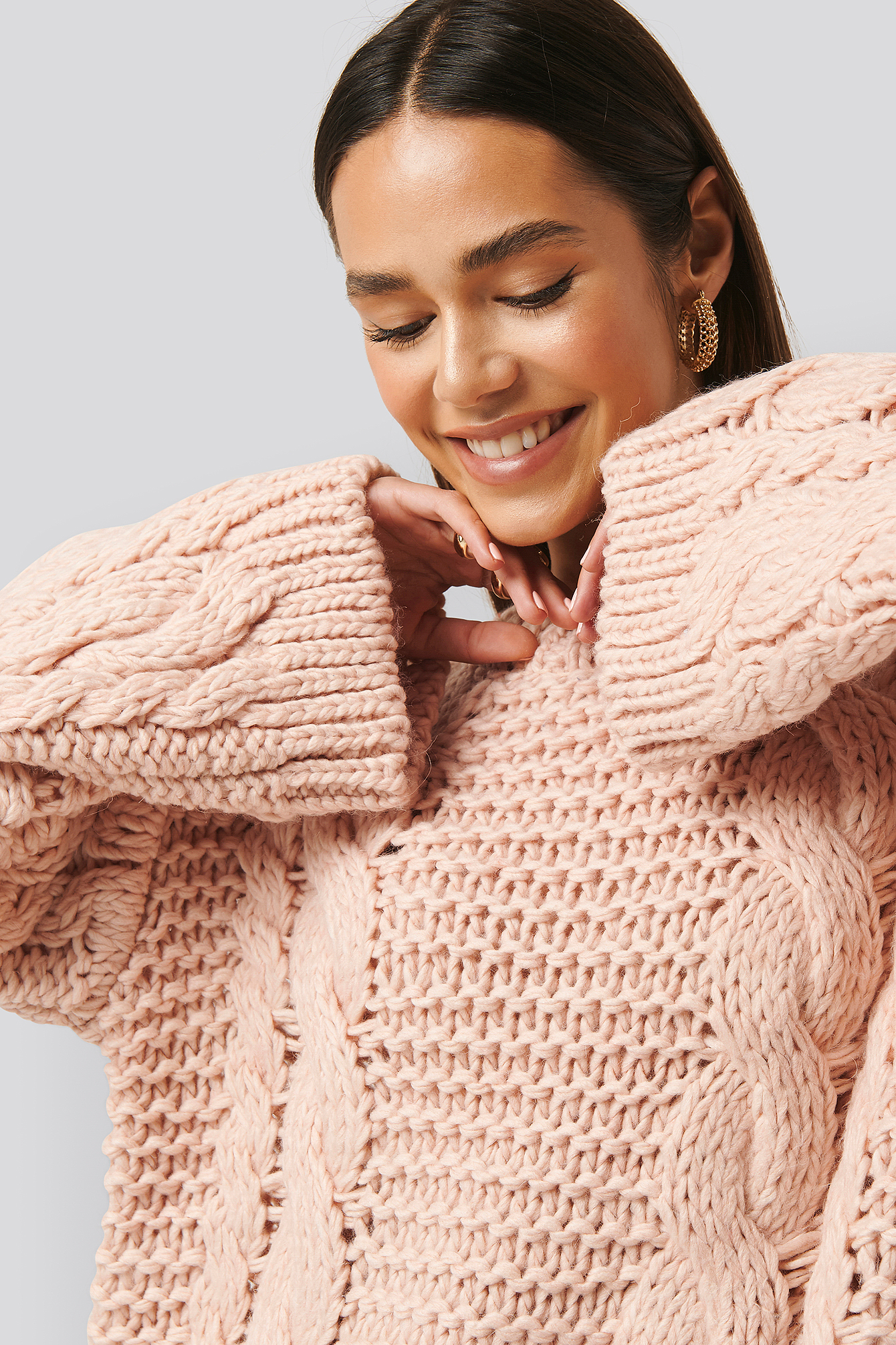 Chunky Cable Knitted Sweater Rosa