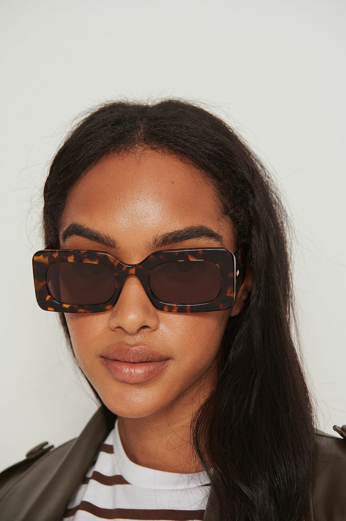 chunky rectangle acetate sunglasses