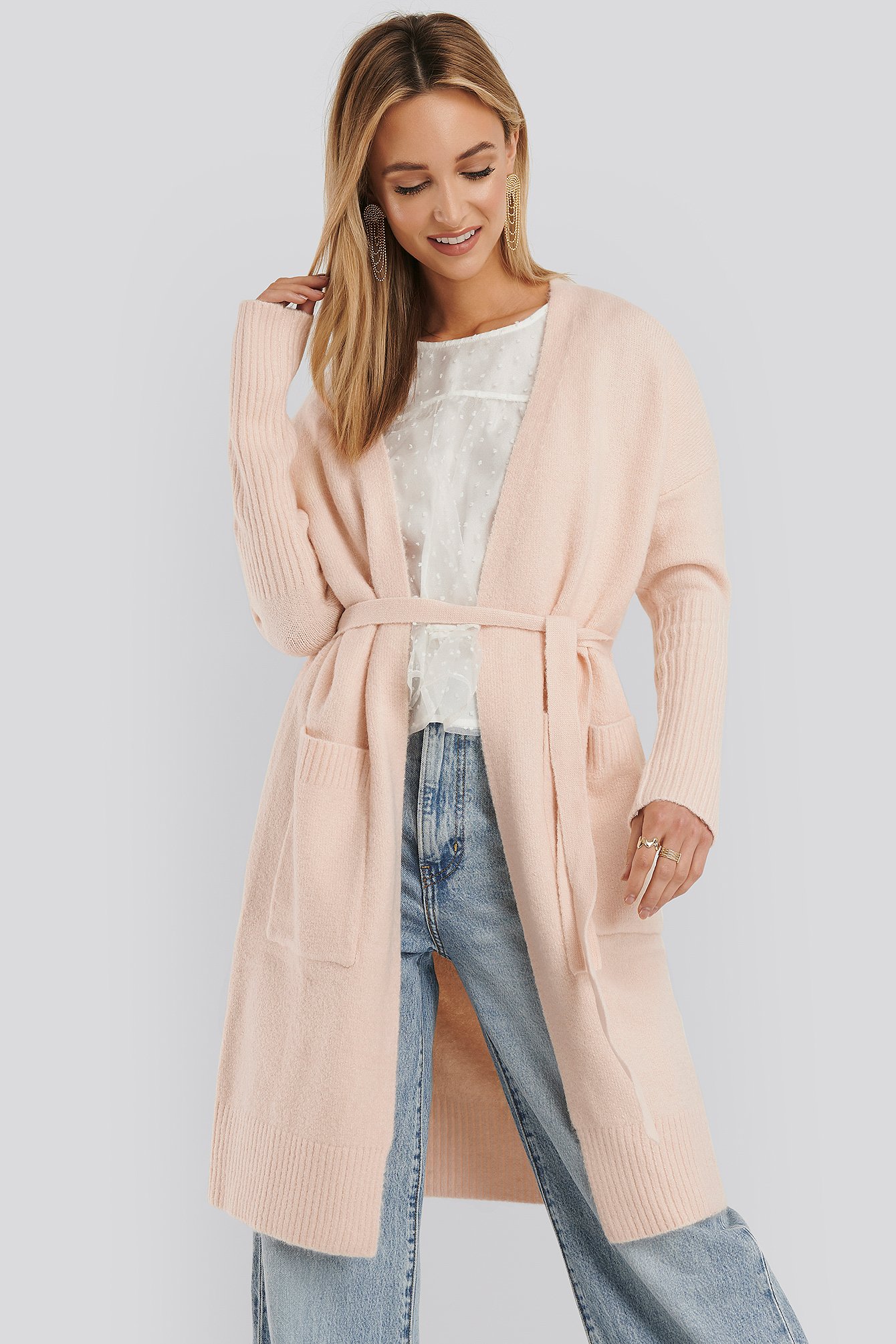 Chunky Knit Long Cardigan Toasted Almond NAKD