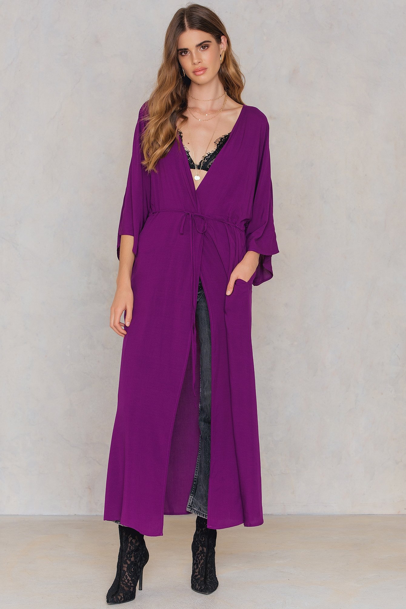 Coat Dress Purple Na Kd 7960