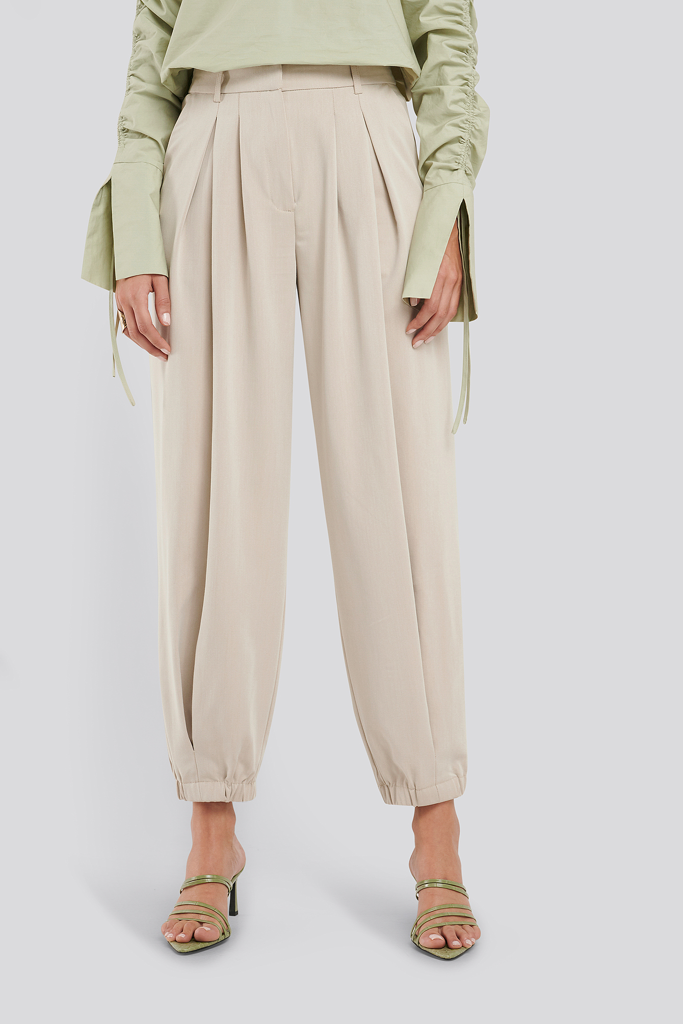 Cocoon Elastic Suit Pants Beige | na-kd.com