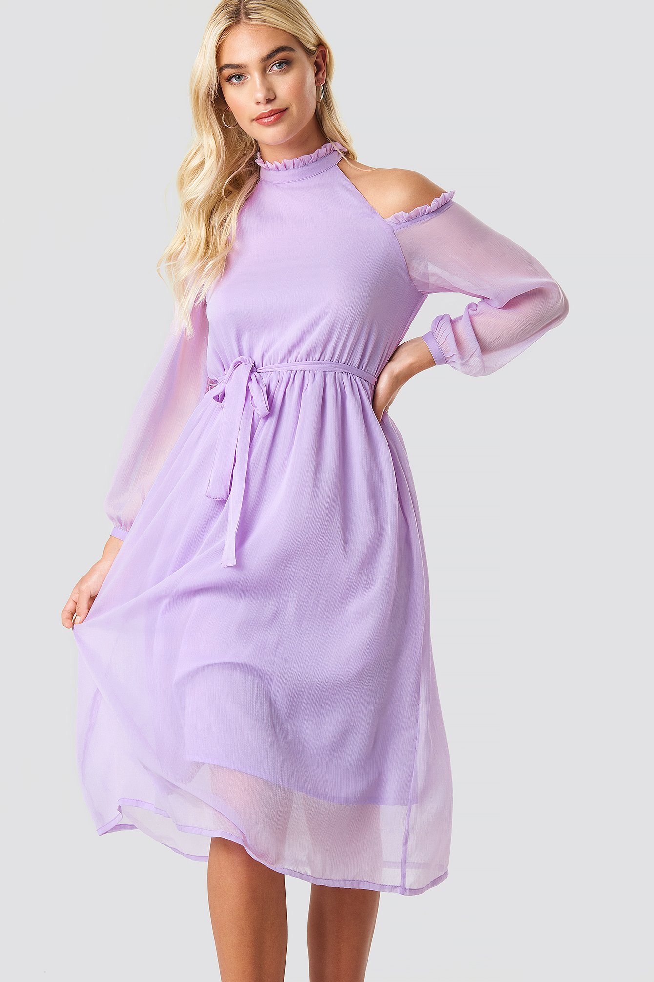 Cold Shoulder High Neck Midi Dress Lilac | na-kd.com - 1340 x 2010 jpeg 244kB