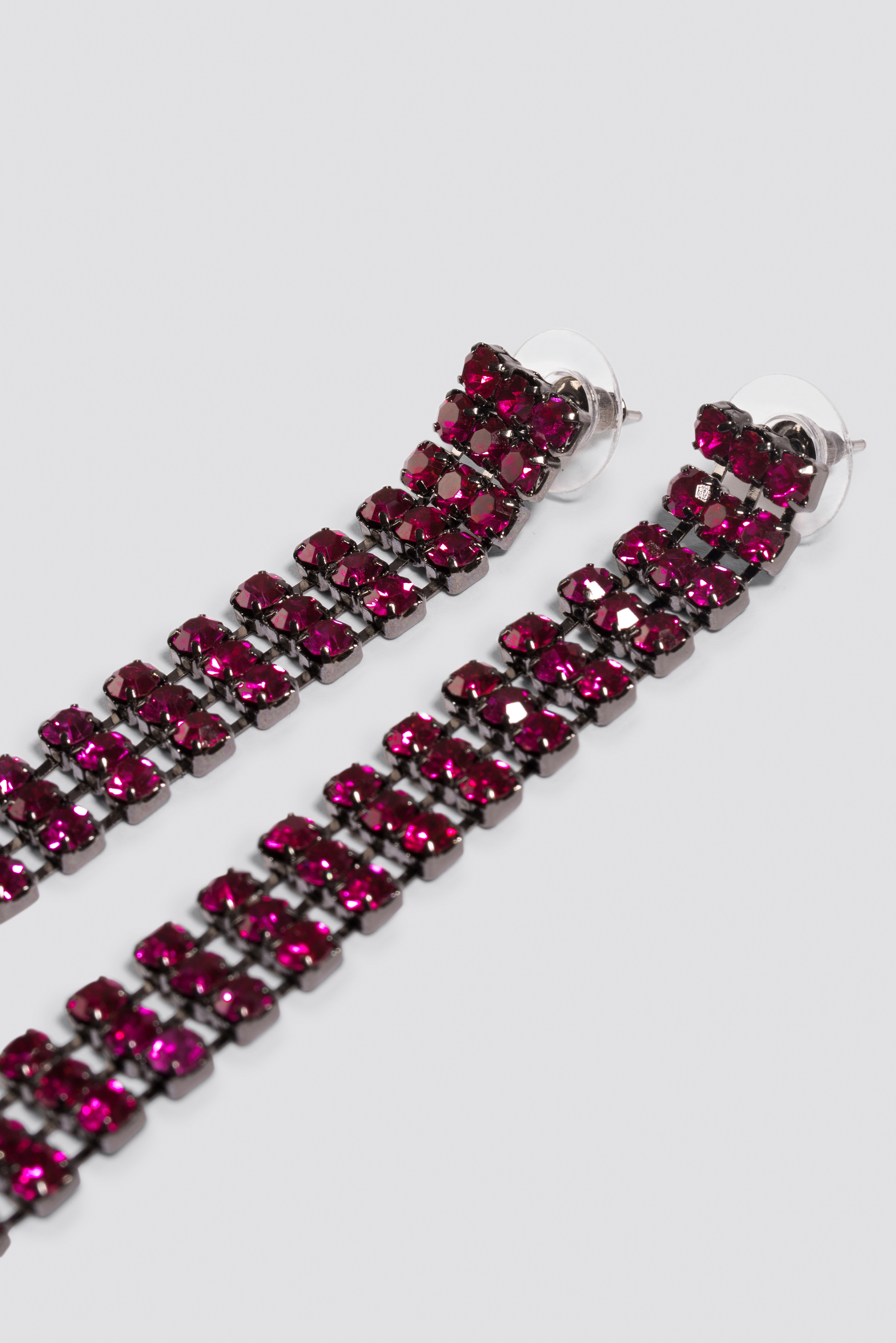 NA-KD Big Rhinestone Drop Earrings in Pink