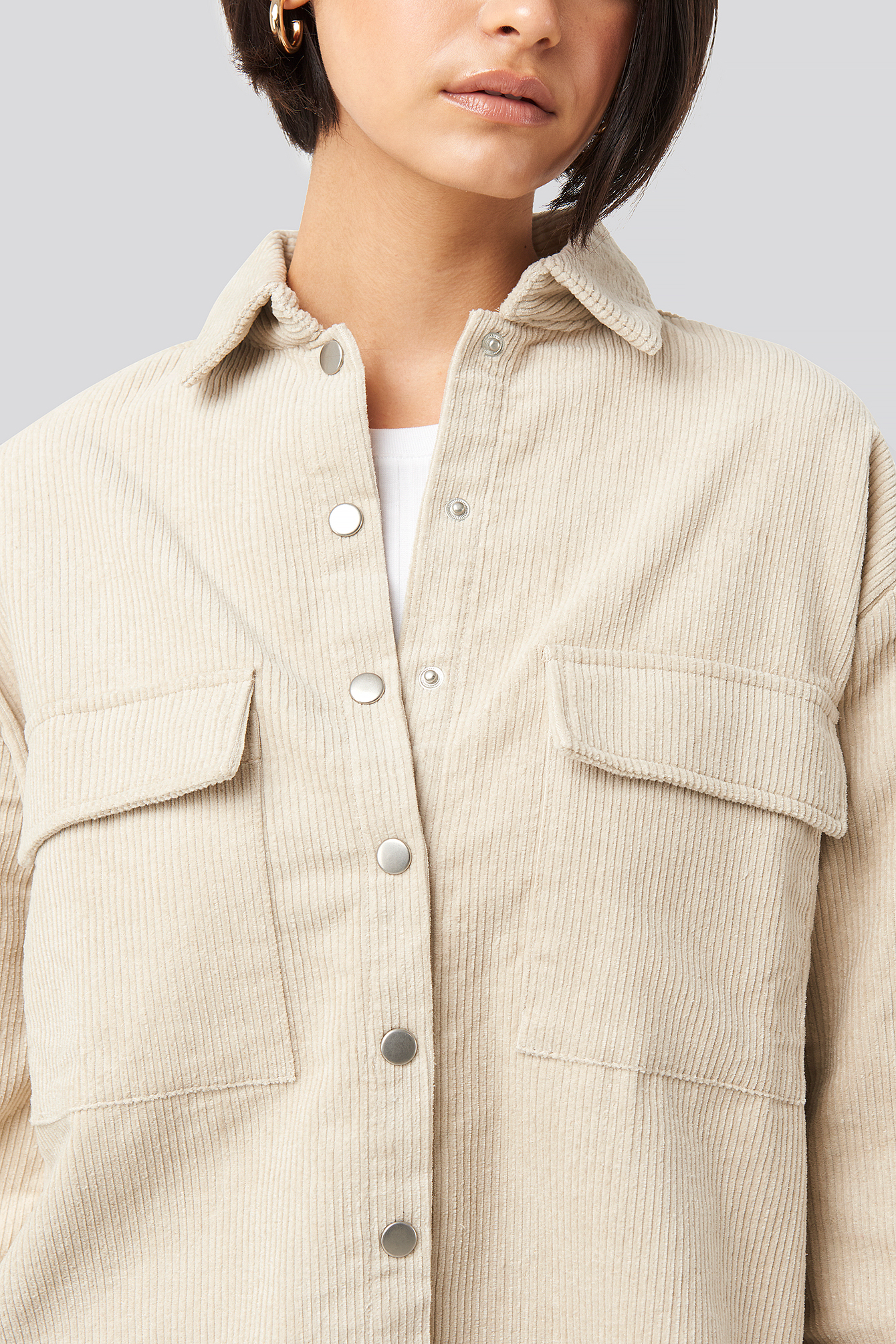 belted overshirt beige