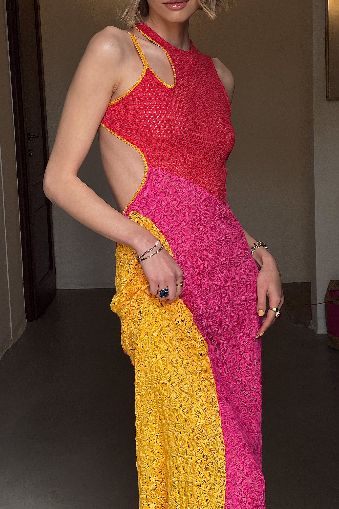 Modest Muse Crochet Maxi Dress - Multi Color